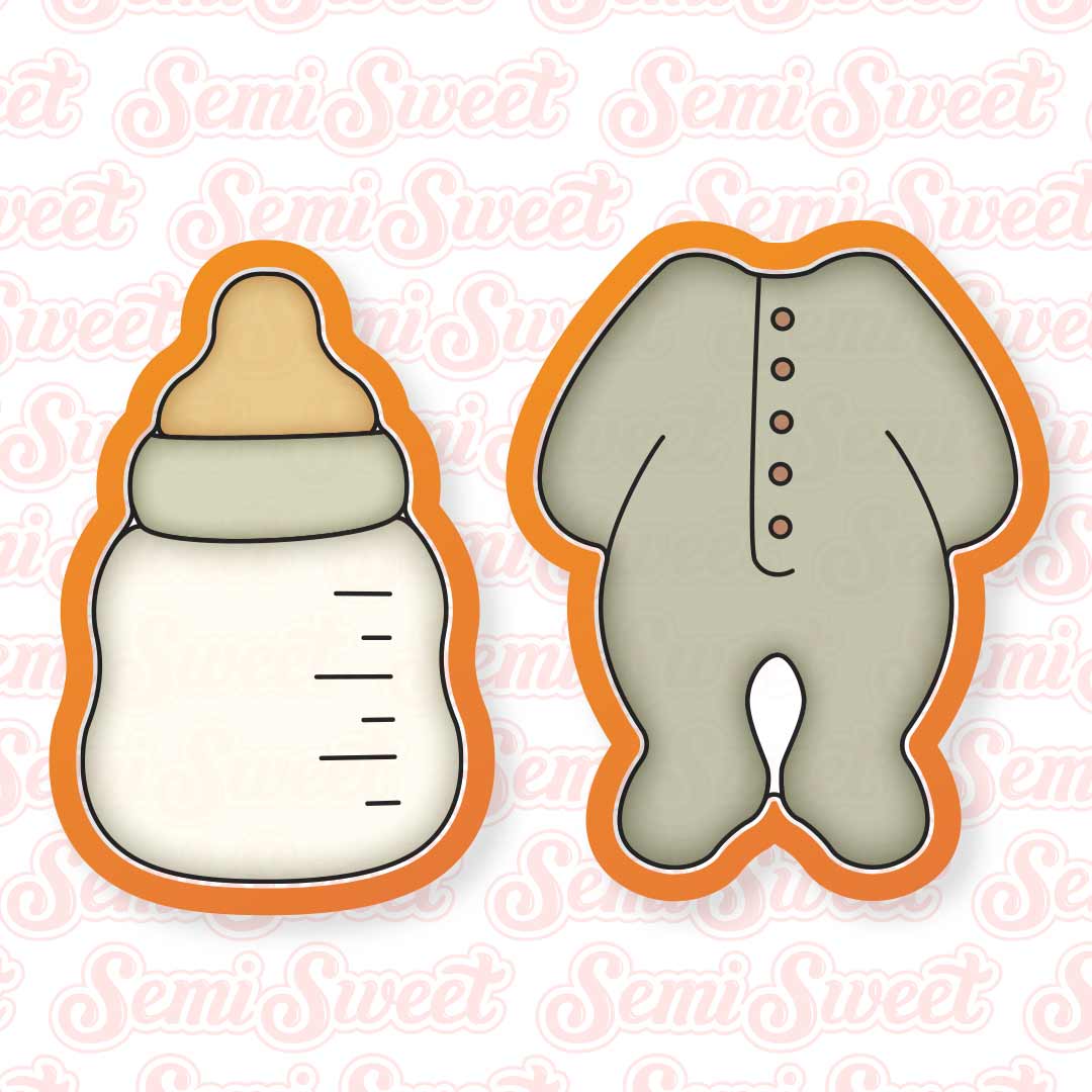 Baby Onesie & Bottle Cookie Platter Set