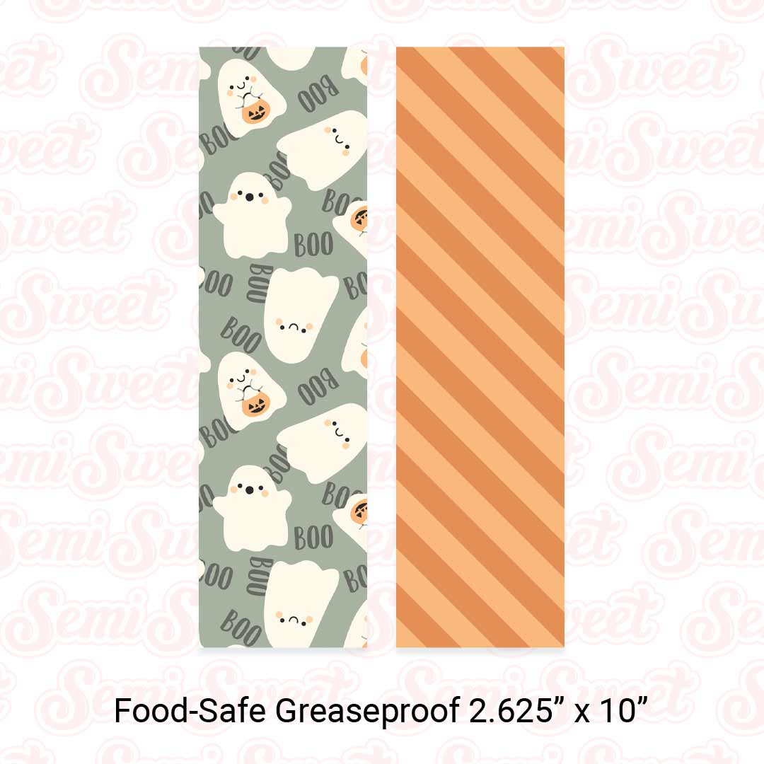 Ghosts & Stripes - Food-Safe Greaseproof Cookie Card Backers - 2.625" x 10"