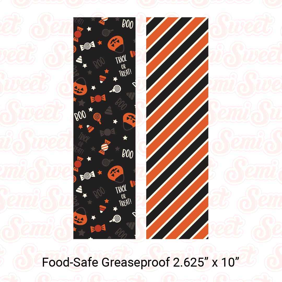Trick-or-Treat & Vintage Stripes - Food-Safe Greaseproof Cookie Card Backers - 2.625" x 10"