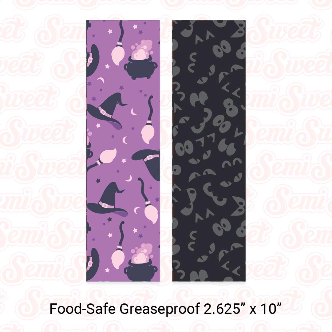 Witch & Spooky Eyes - Food-Safe Greaseproof Cookie Card Backers - 2.625" x 10"