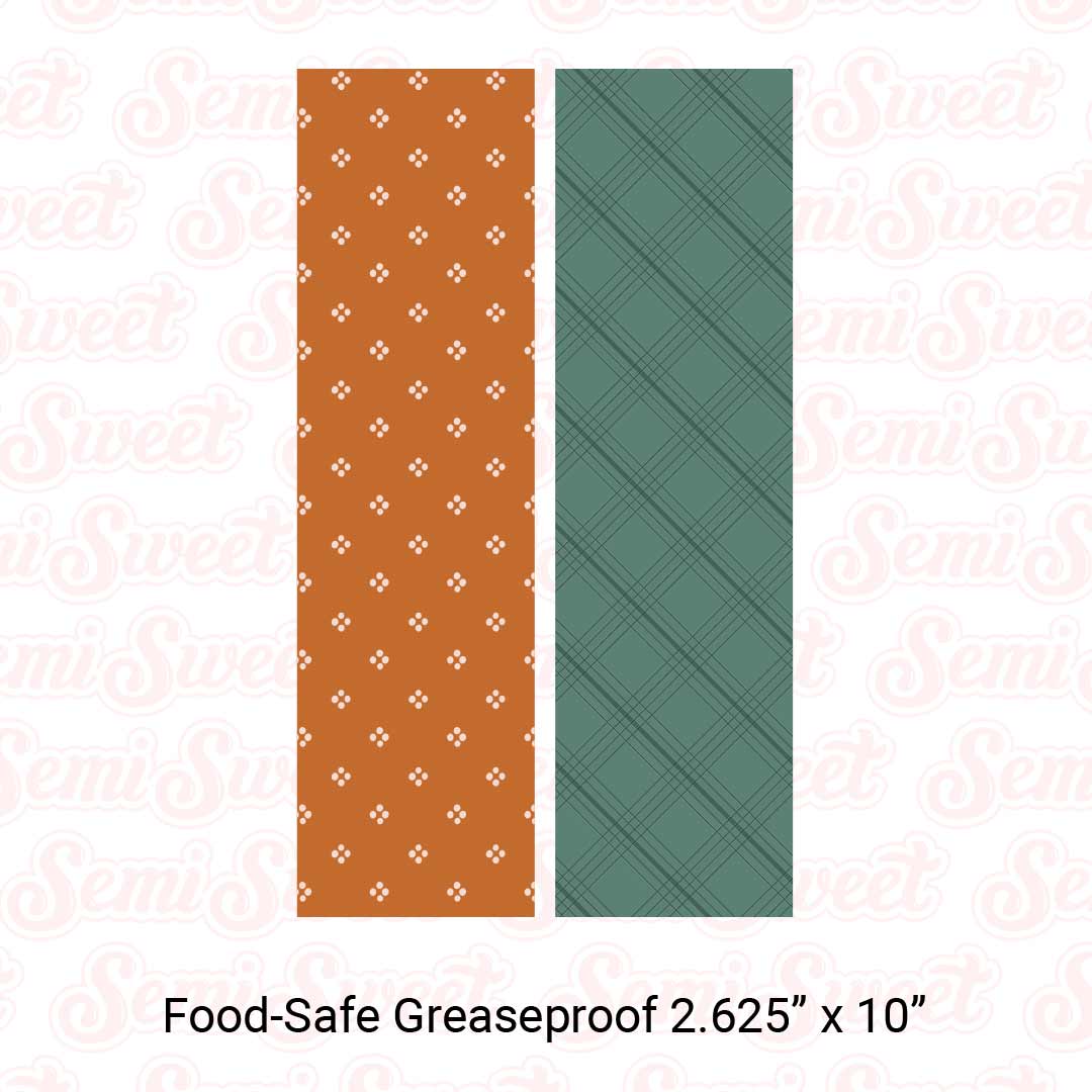 Fall Dots & Plaid Stripes - Food-Safe Greaseproof Cookie Card Backers - 2.625" x 10"