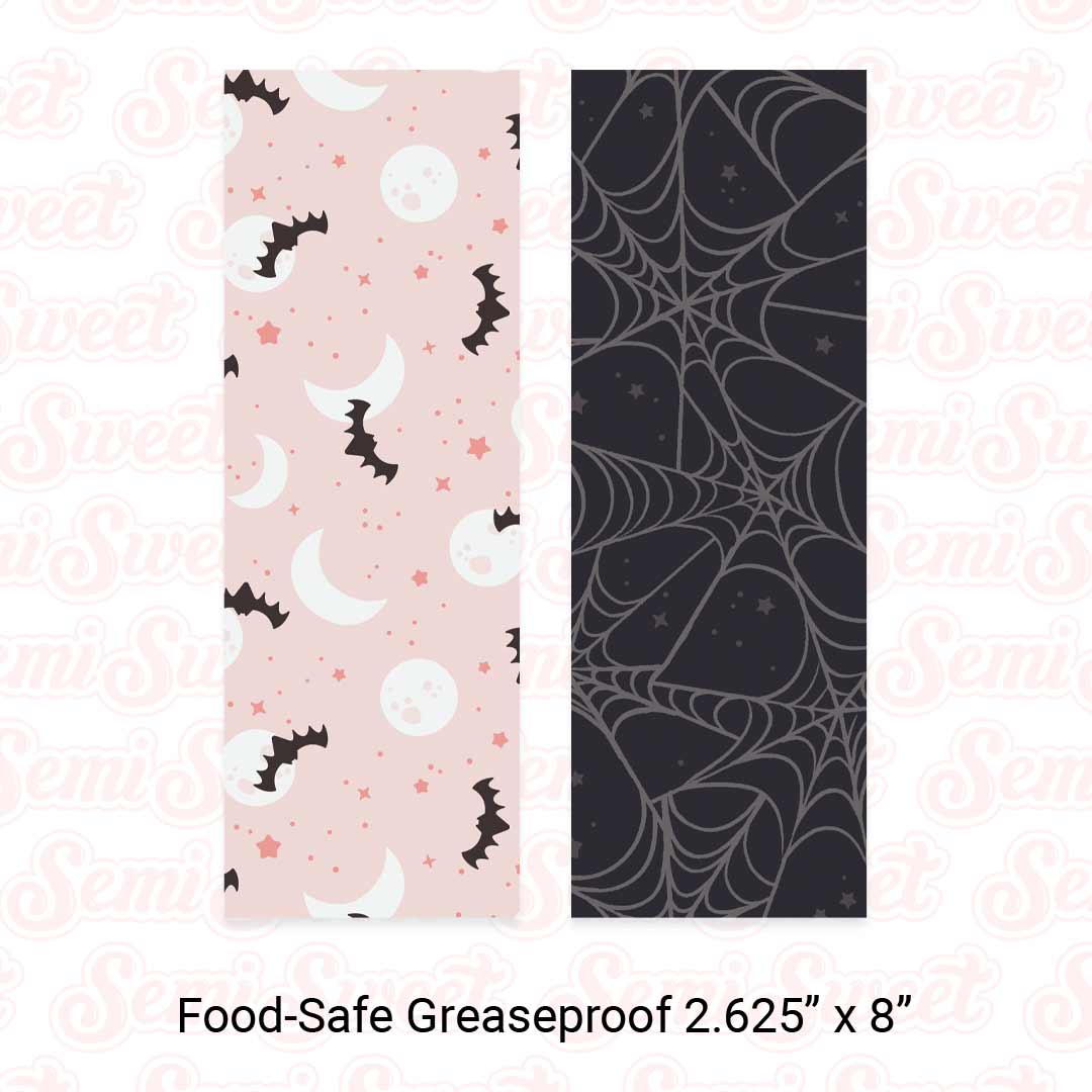 Bat Moons & Spiderwebs - Food-Safe Greaseproof Cookie Card Backers - 2.625" x 8"