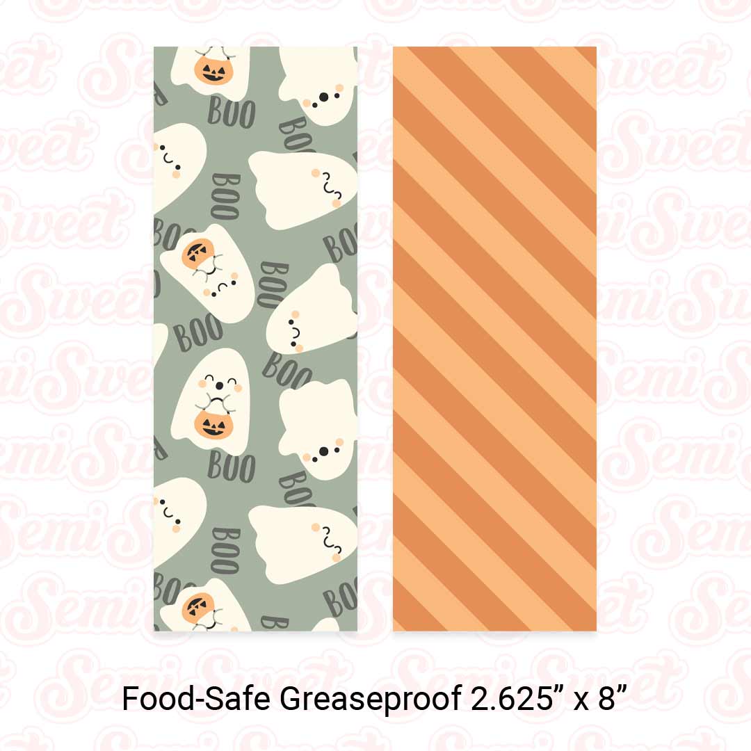 Ghosts & Stripes - Food-Safe Greaseproof Cookie Card Backers - 2.625" x 8"