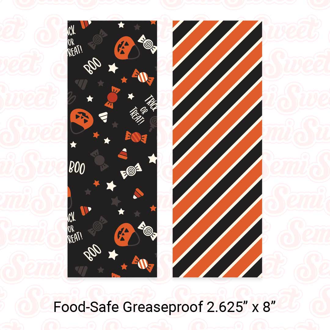 Trick-or-Treat & Vintage Stripes - Food-Safe Greaseproof Cookie Card Backers - 2.625" x 8"