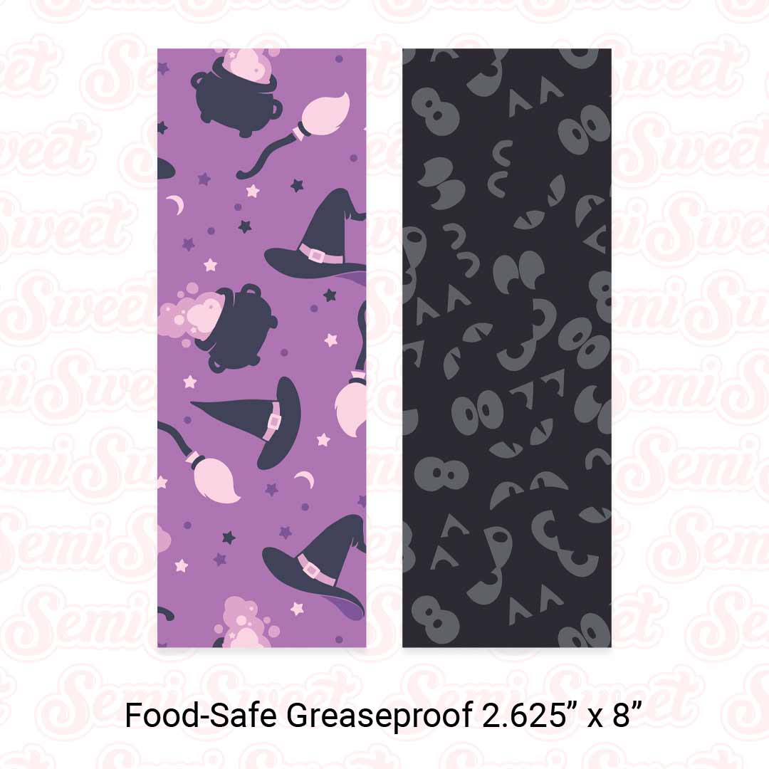 Witch & Spooky Eyes - Food-Safe Greaseproof Cookie Card Backers - 2.625" x 8"