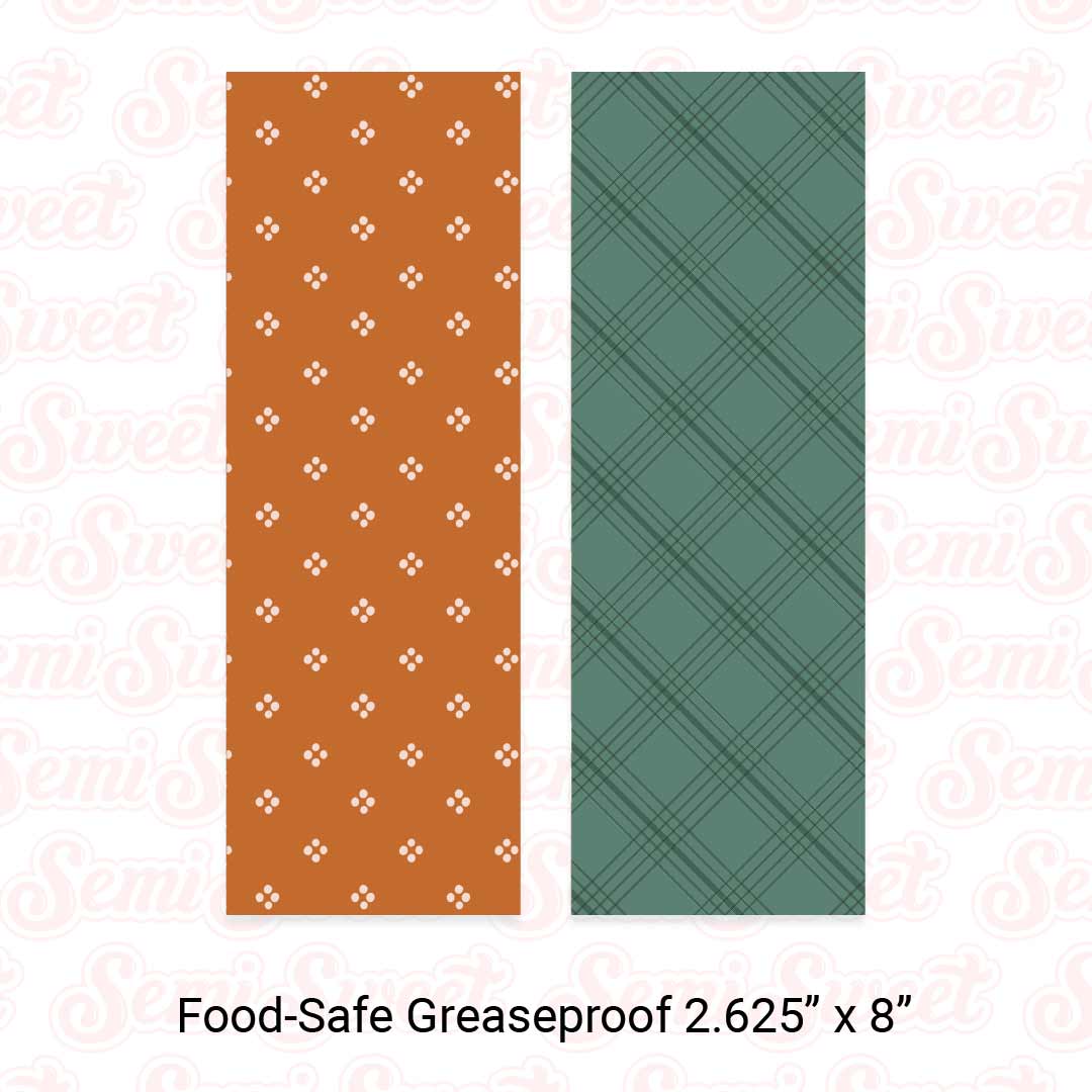 Fall Dots & Plaid Stripes - Food-Safe Greaseproof Cookie Card Backers - 2.625" x 8"