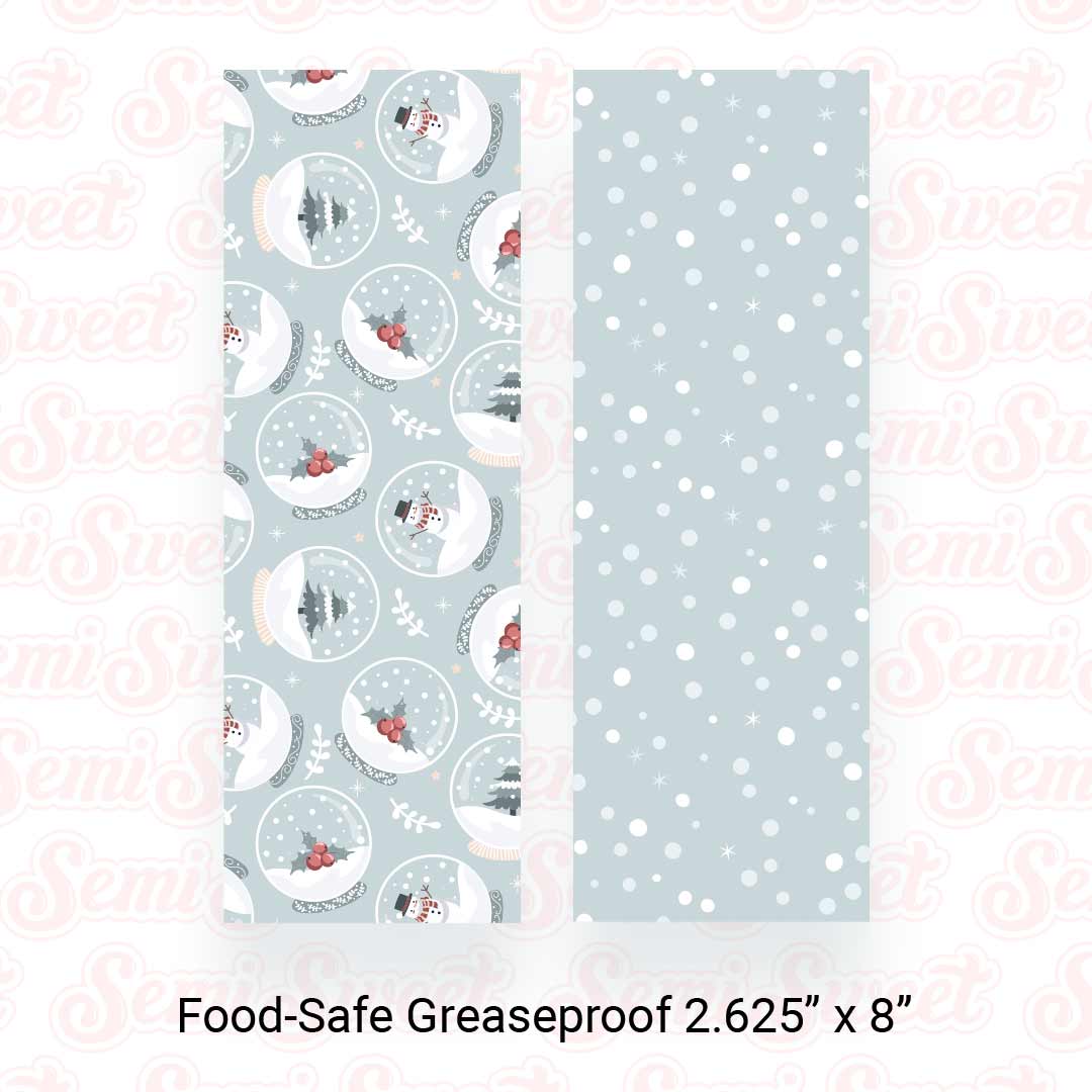 Snow Globes & Falling Snow - Food-Safe Greaseproof Cookie Card Backers - 2.625" x 8"
