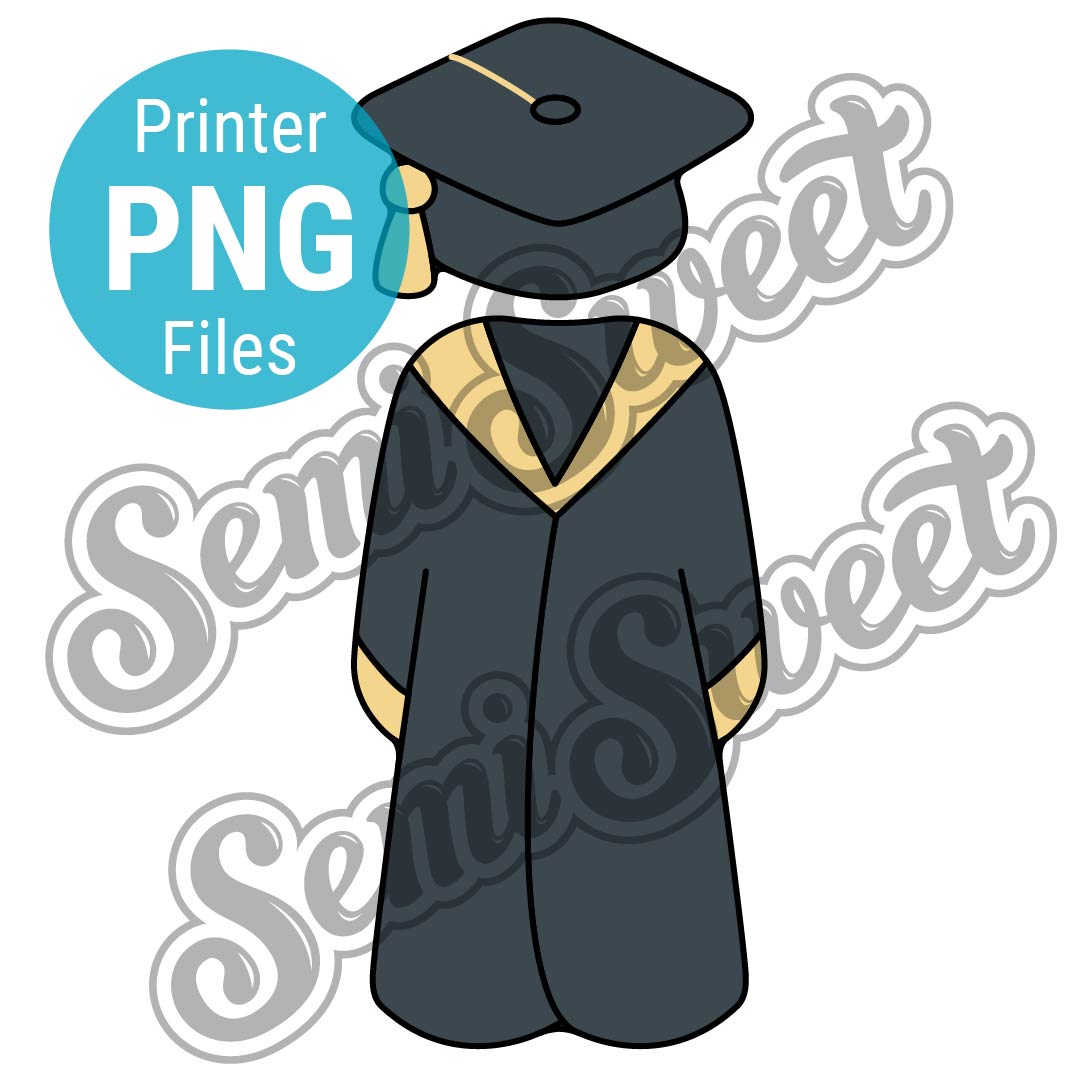 2-PC Skinny Graduation Cap and Gown Set- PNG Image | Semi Sweet Designs