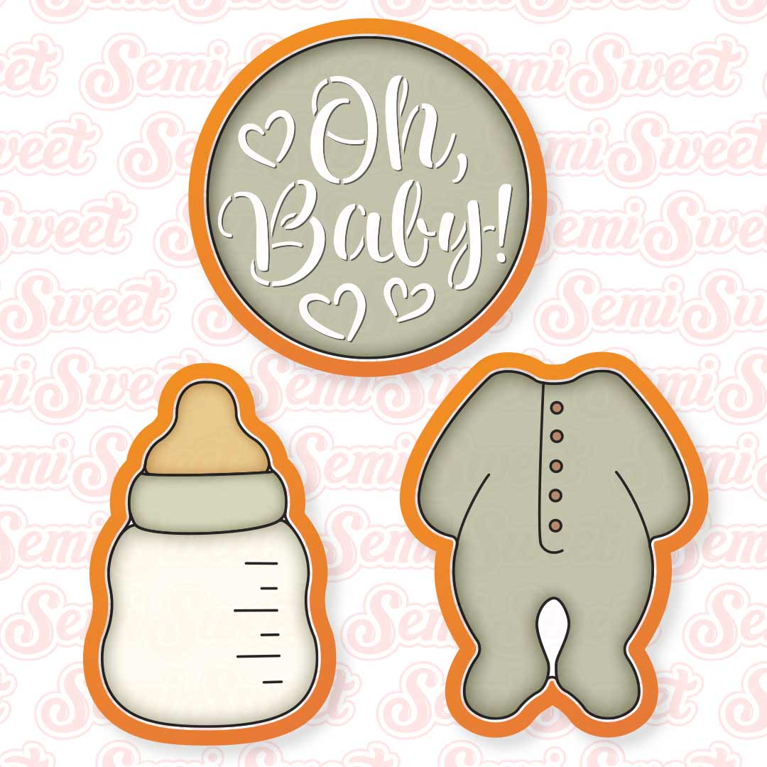 Baby Onesie & Bottle Cookie Platter Set