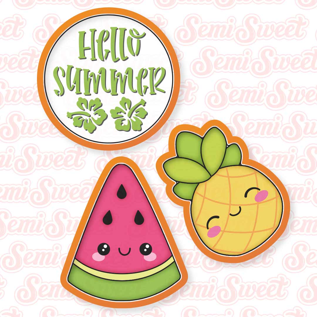 Watermelon Pineapple Fruit Cookie Platter Set