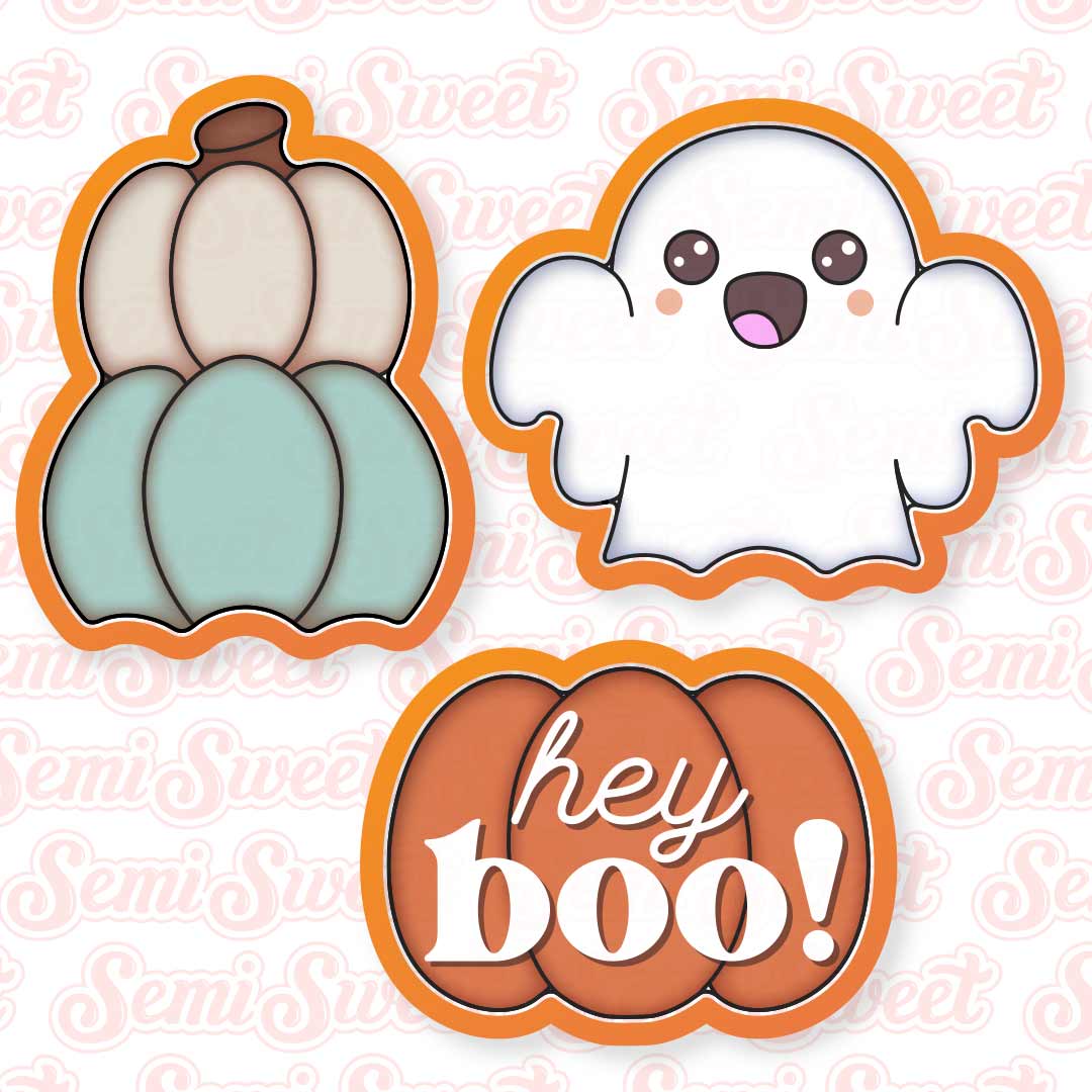 3-Piece Stacked Pumpkin & Ghost Cookie Cutter Set