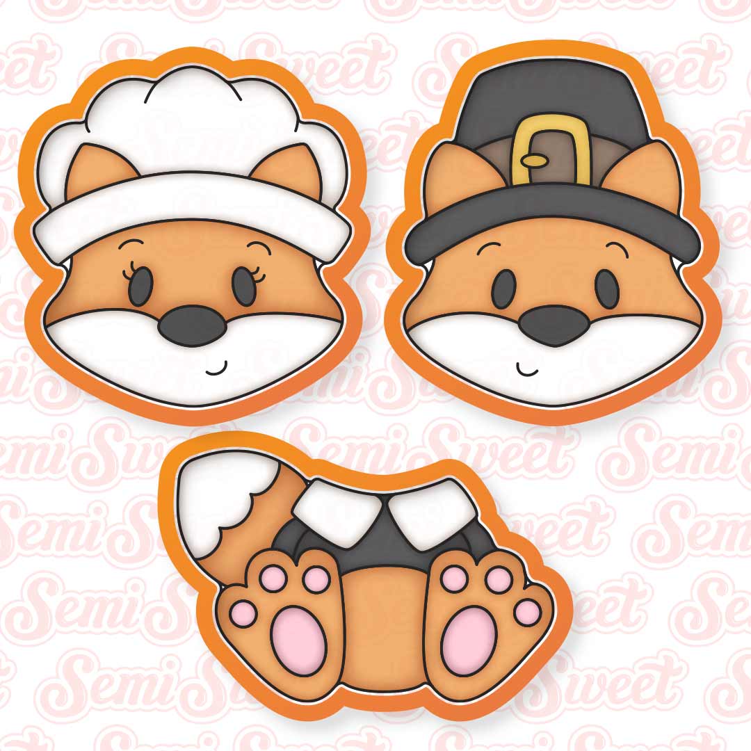 3-Piece Pilgrim Foxes Cookie Cutter Set