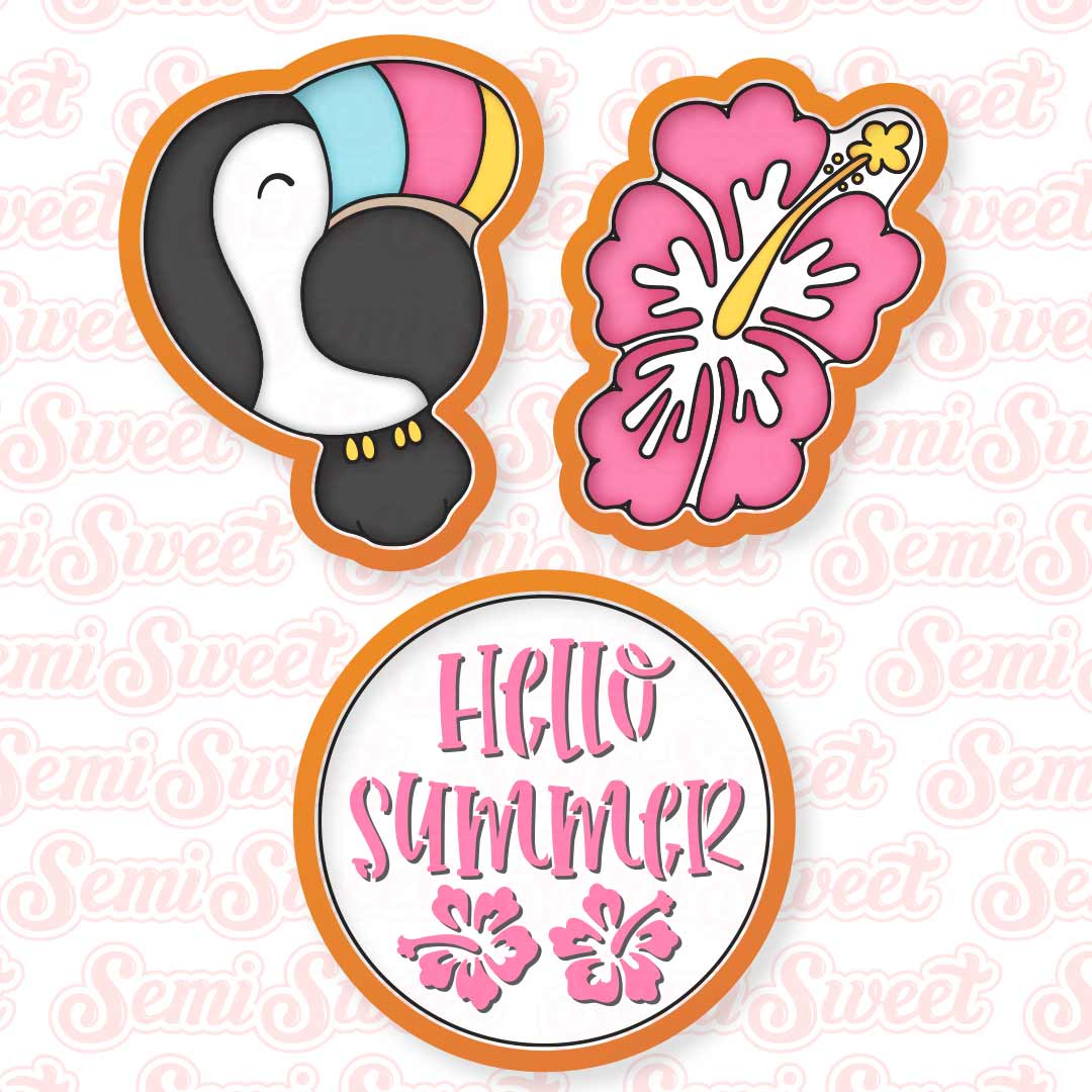 Toucan Hibiscus Cookie Platter Set