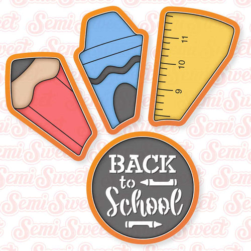 Overlapping School Supplies Cookie Platter Set