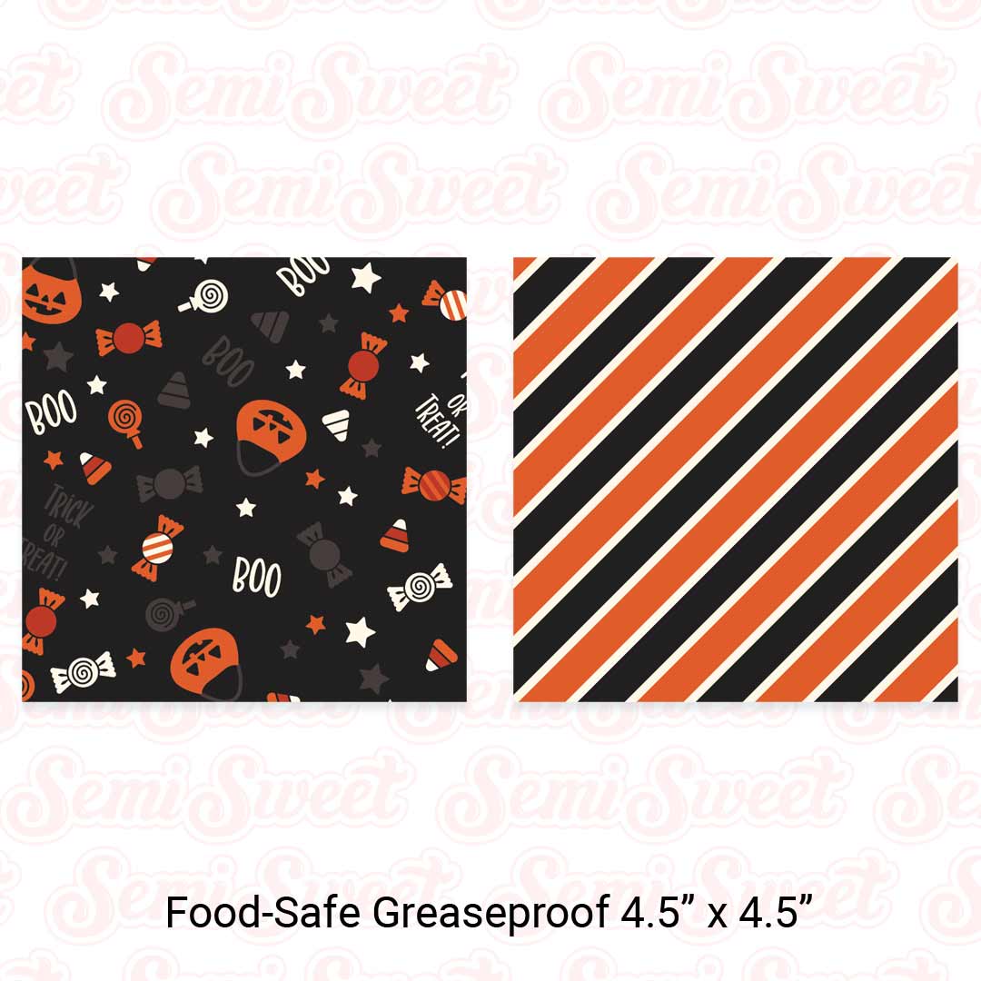 Trick-or-Treat & Vintage Stripes - Food-Safe Greaseproof Cookie Card Backers - 4.5" x 4.5"