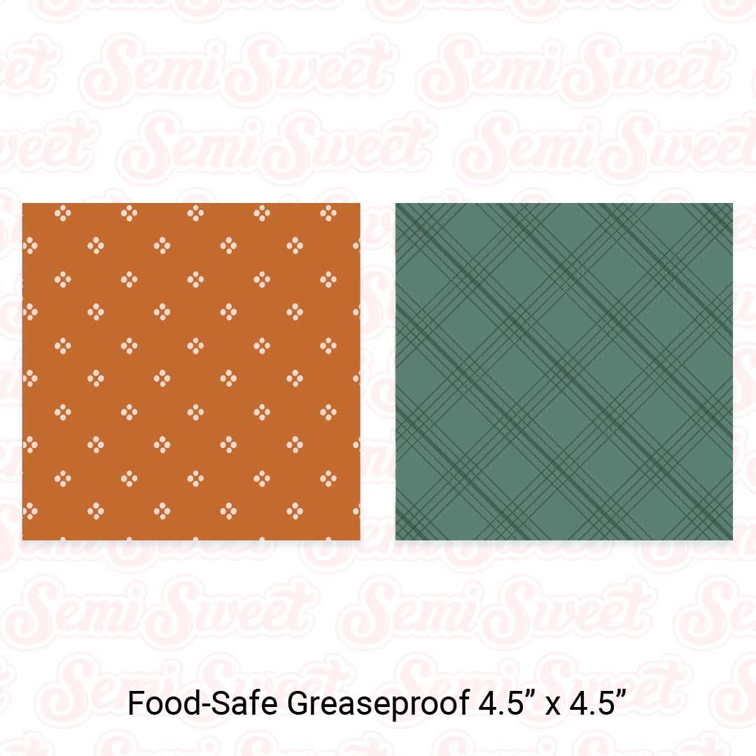 Fall Dots & Plaid Stripes - Food-Safe Greaseproof Cookie Card Backers - 4.5" x 4.5"