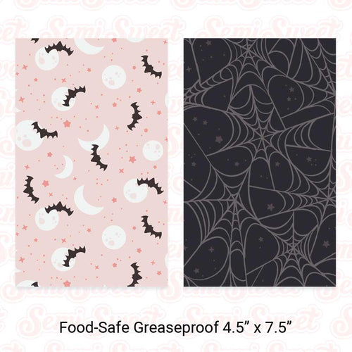 Bat Moons & Spiderwebs - Food-Safe Greaseproof Cookie Card Backers - 4.5