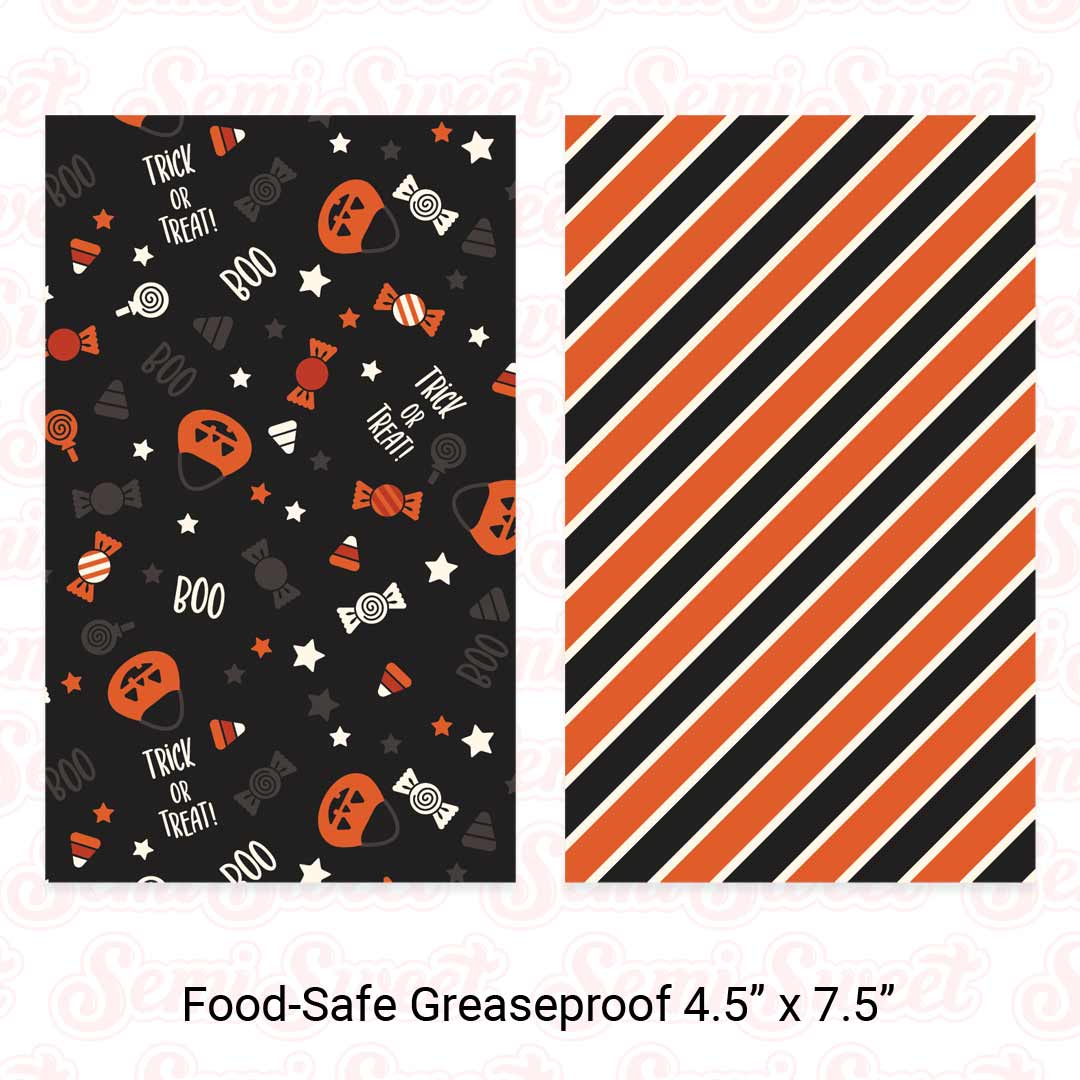 Trick-or-Treat & Vintage Stripes - Food-Safe Greaseproof Cookie Card Backers - 4.5" x 7.5"