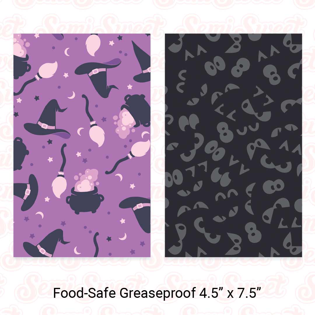 Witch & Spooky Eyes - Food-Safe Greaseproof Cookie Card Backers - 4.5" x 7.5"