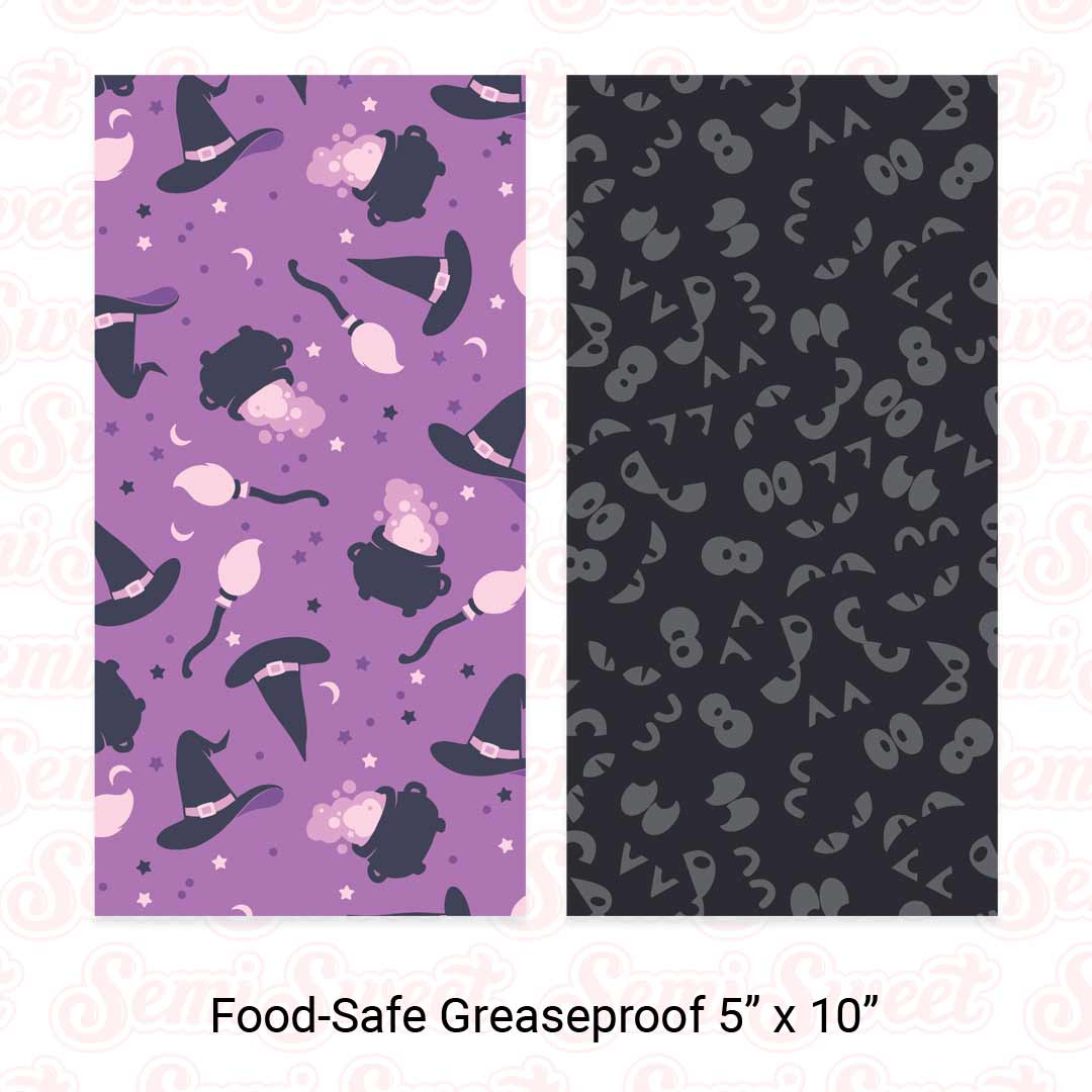 Witch & Spooky Eyes - Food-Safe Greaseproof Cookie Card Backers - 5" x 10"