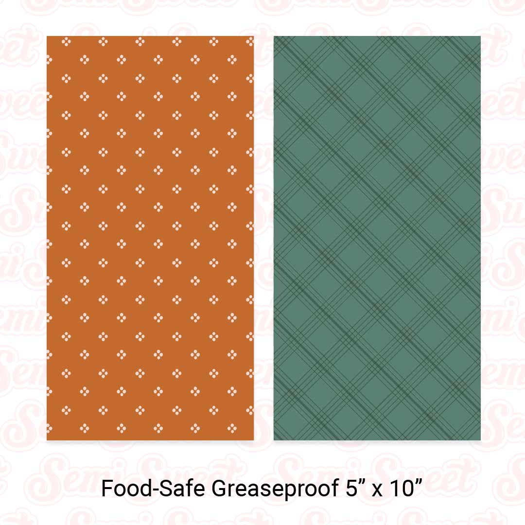 Fall Dots & Plaid Stripes - Food-Safe Greaseproof Cookie Card Backers - 5" x 10"