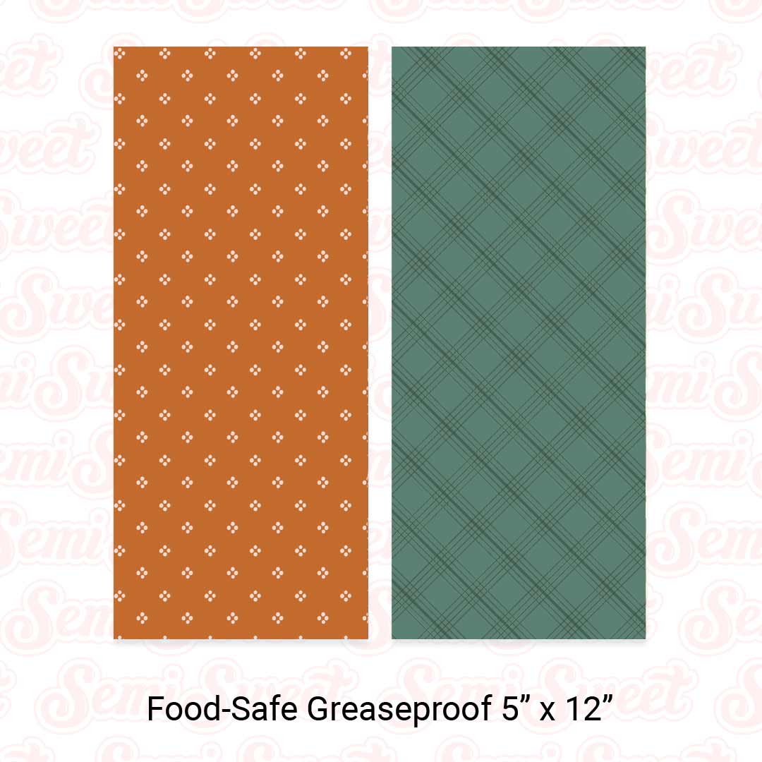 Fall Dots & Plaid Stripes - Food-Safe Greaseproof Cookie Card Backers - 5" x 12"