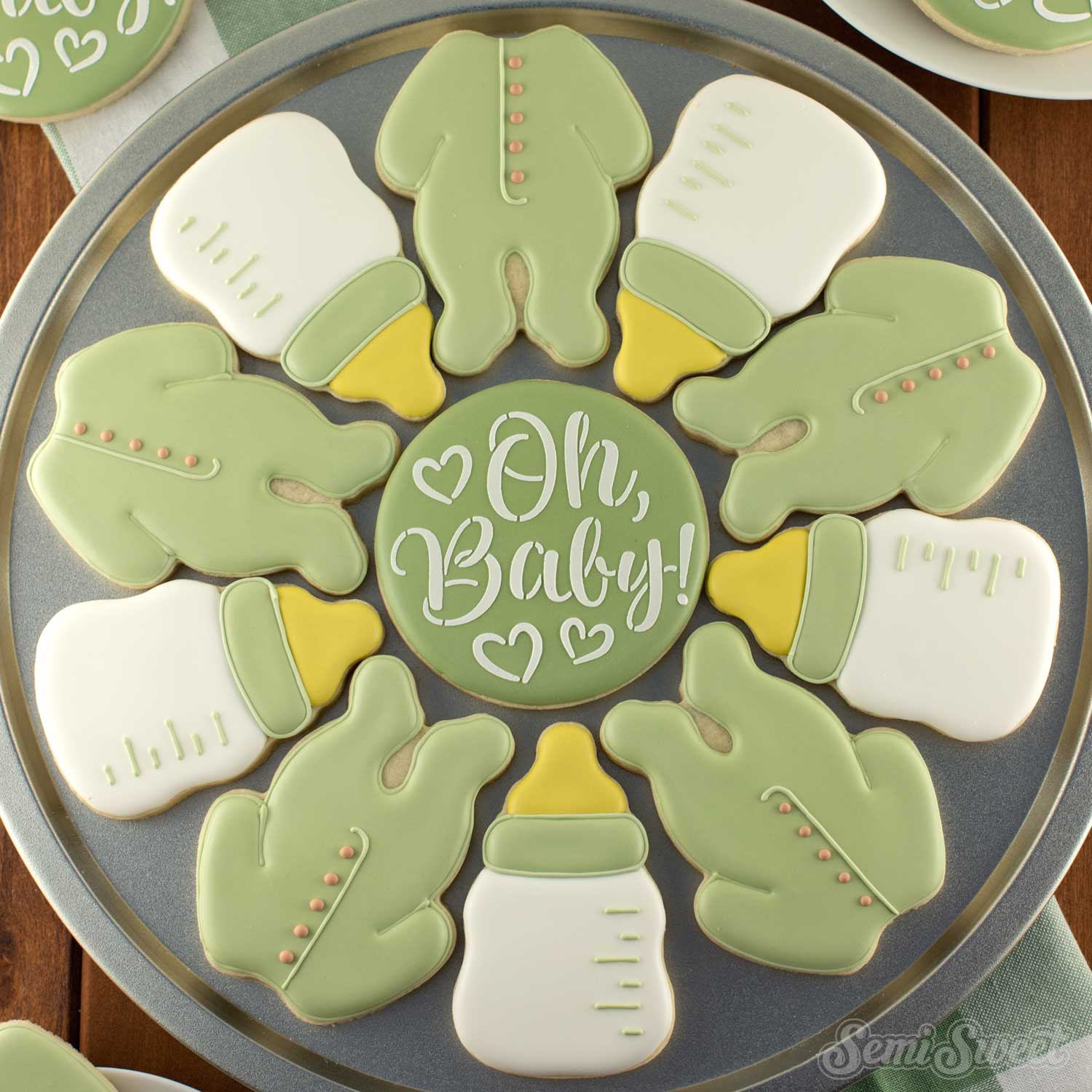 Baby Onesie & Bottle Cookie Platter Set