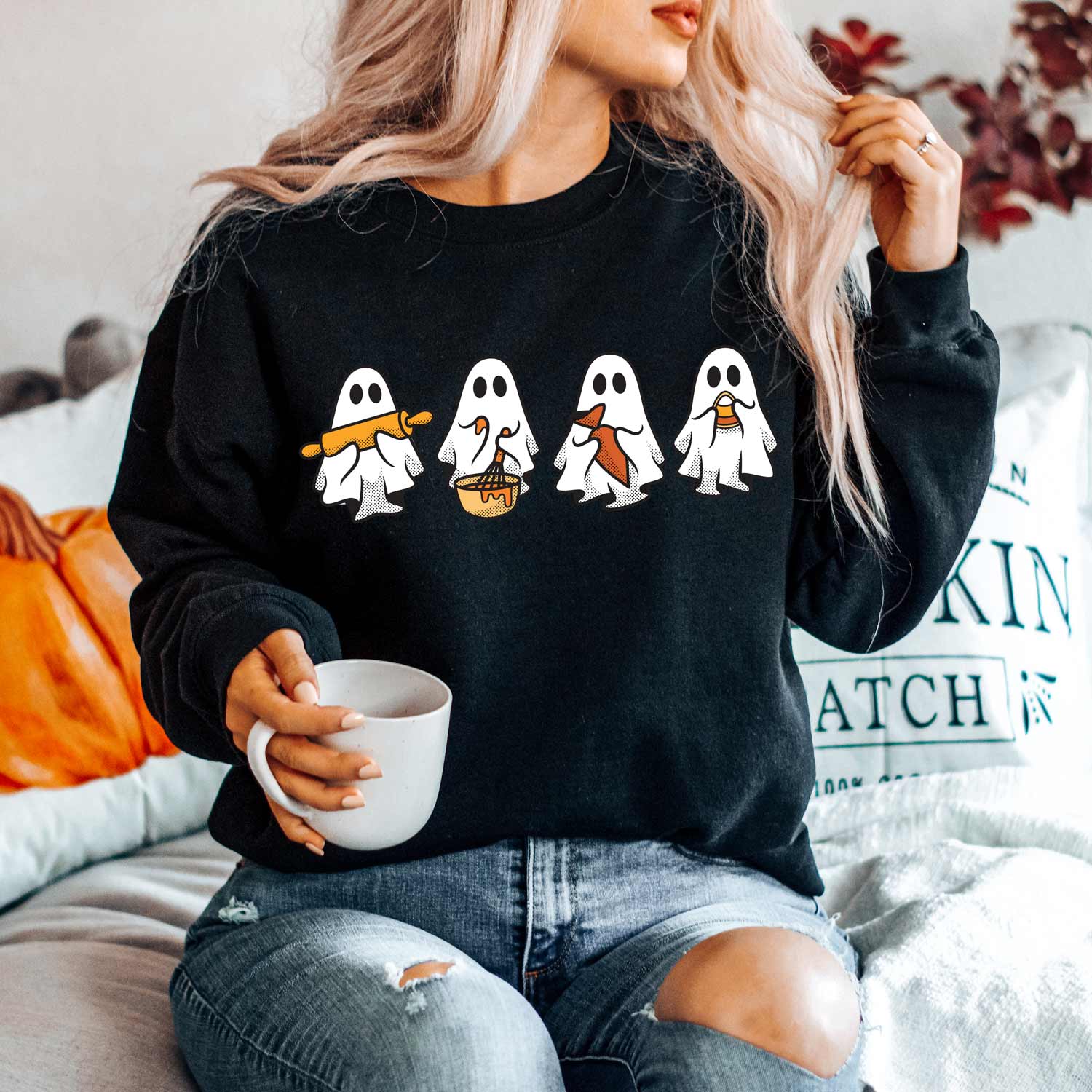Cookie Decorating Ghosts Unisex Sweatshirt - Main Image