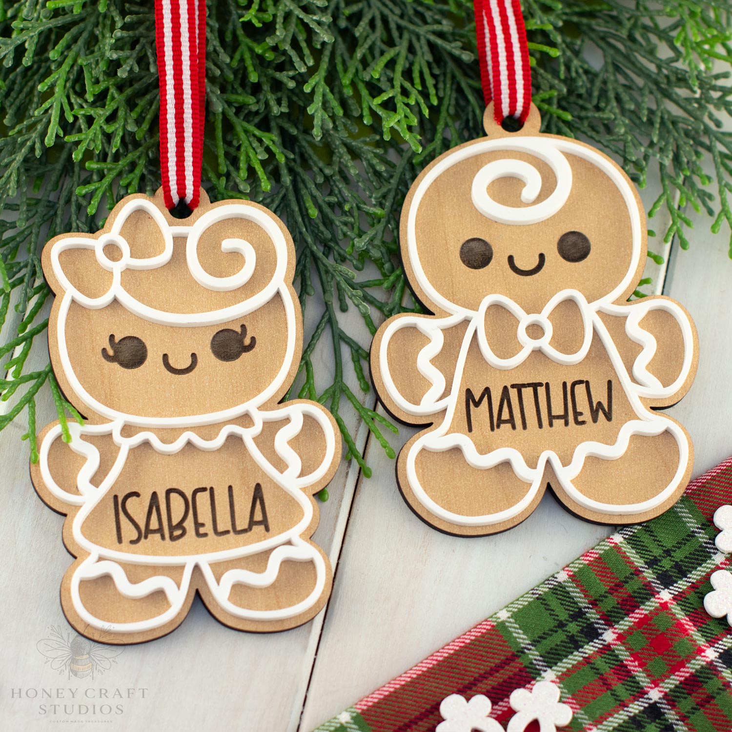 Personalized Gingerbread Boy Christmas Ornament | Custom Name Engraved Holiday Keepsake for Kids