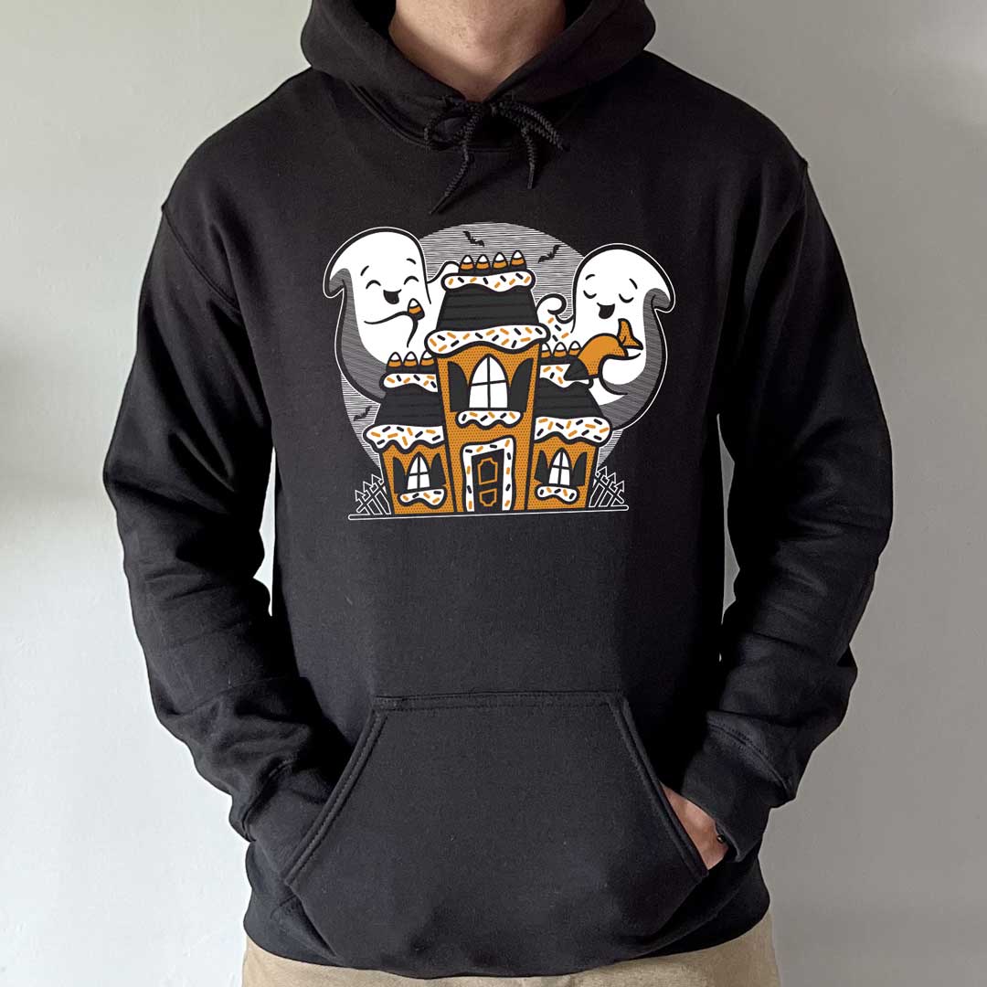 Ghost Gingerbread House Orange-Ink Unisex Hoodie