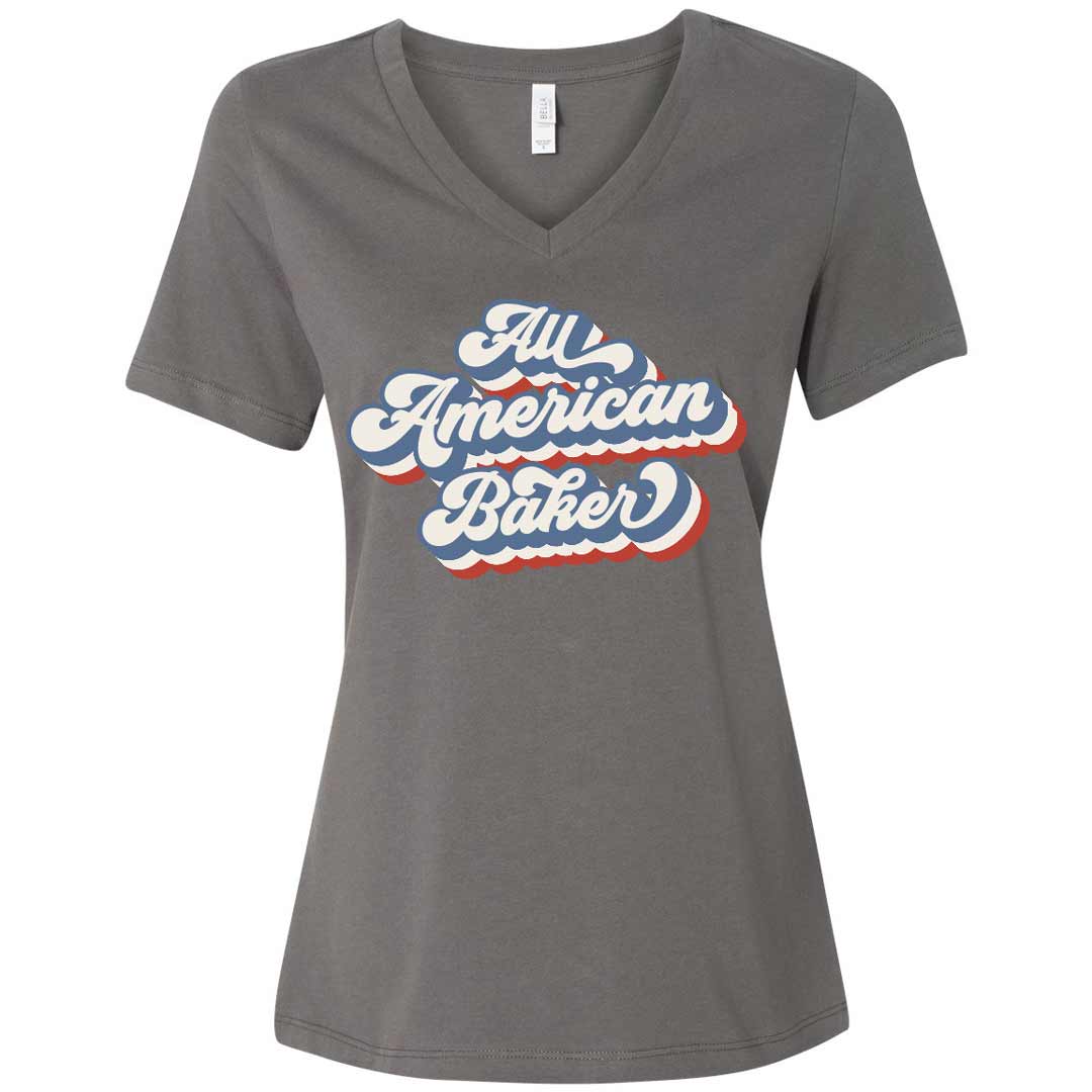 All American Baker Ladies V-Neck T-Shirt