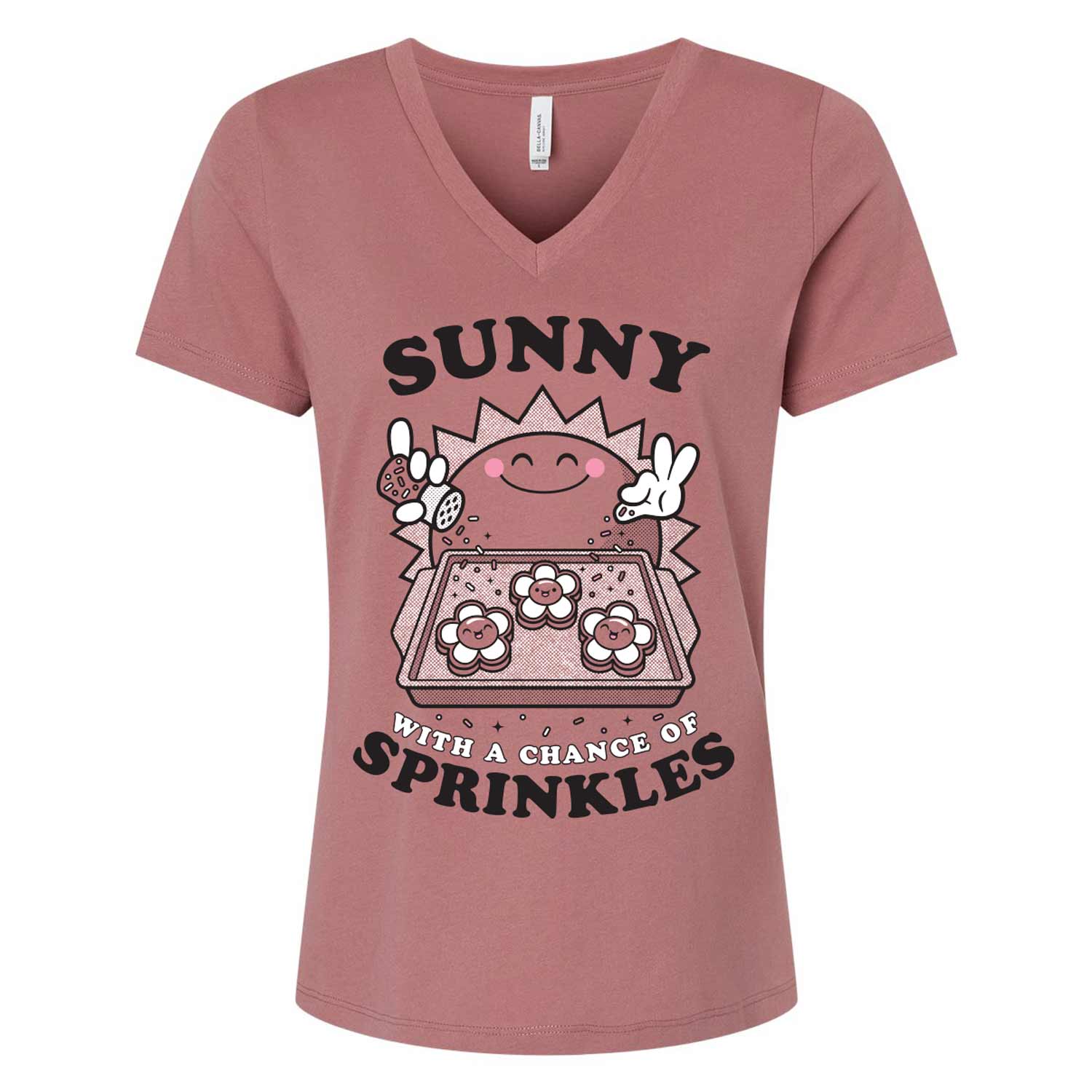 Sunny with a Chance of Sprinkles Ladies V-Neck T-Shirt