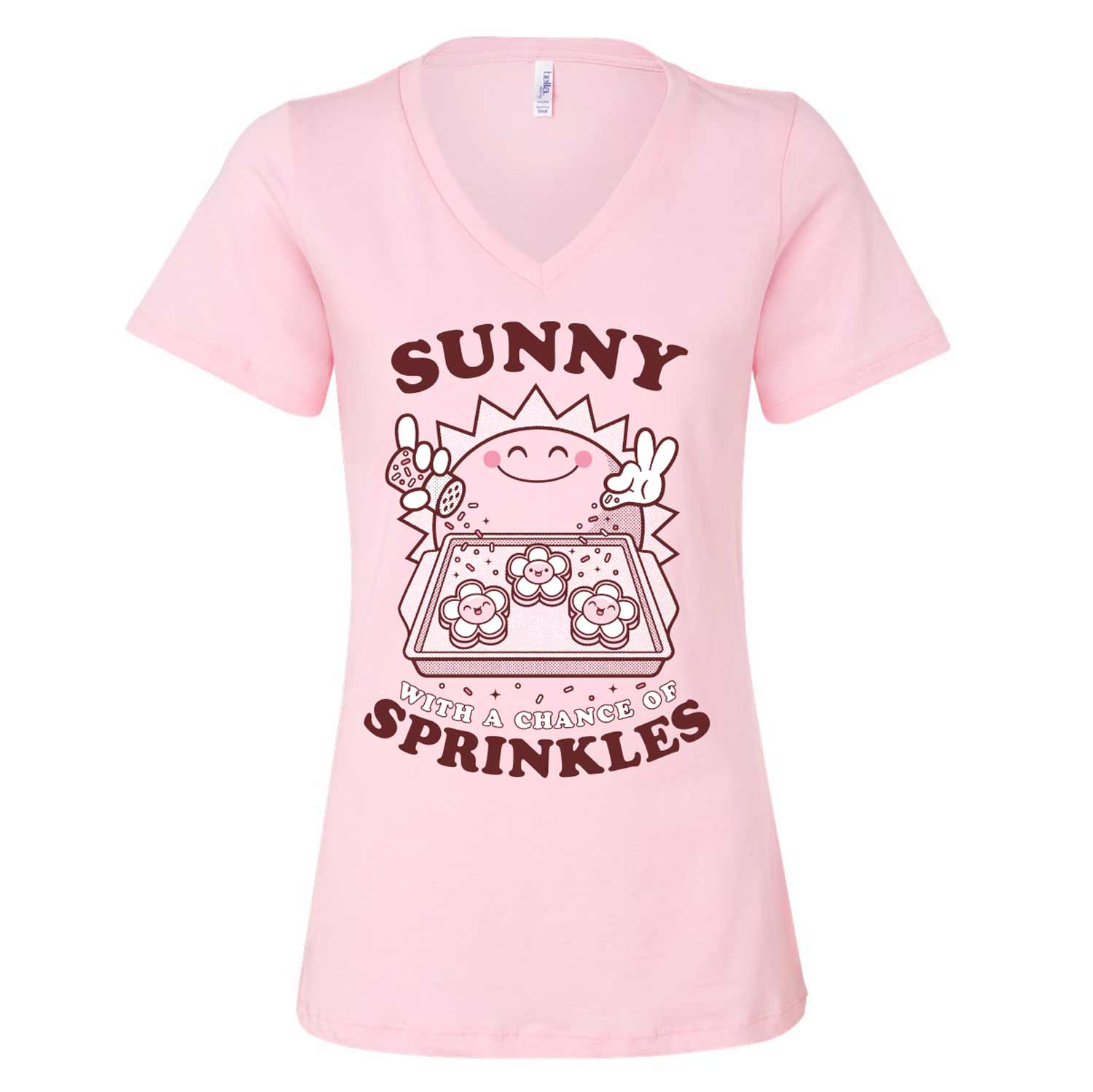 Sunny with a Chance of Sprinkles Ladies V-Neck T-Shirt