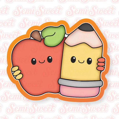Hugging Apple Pencil Cookie Cutter