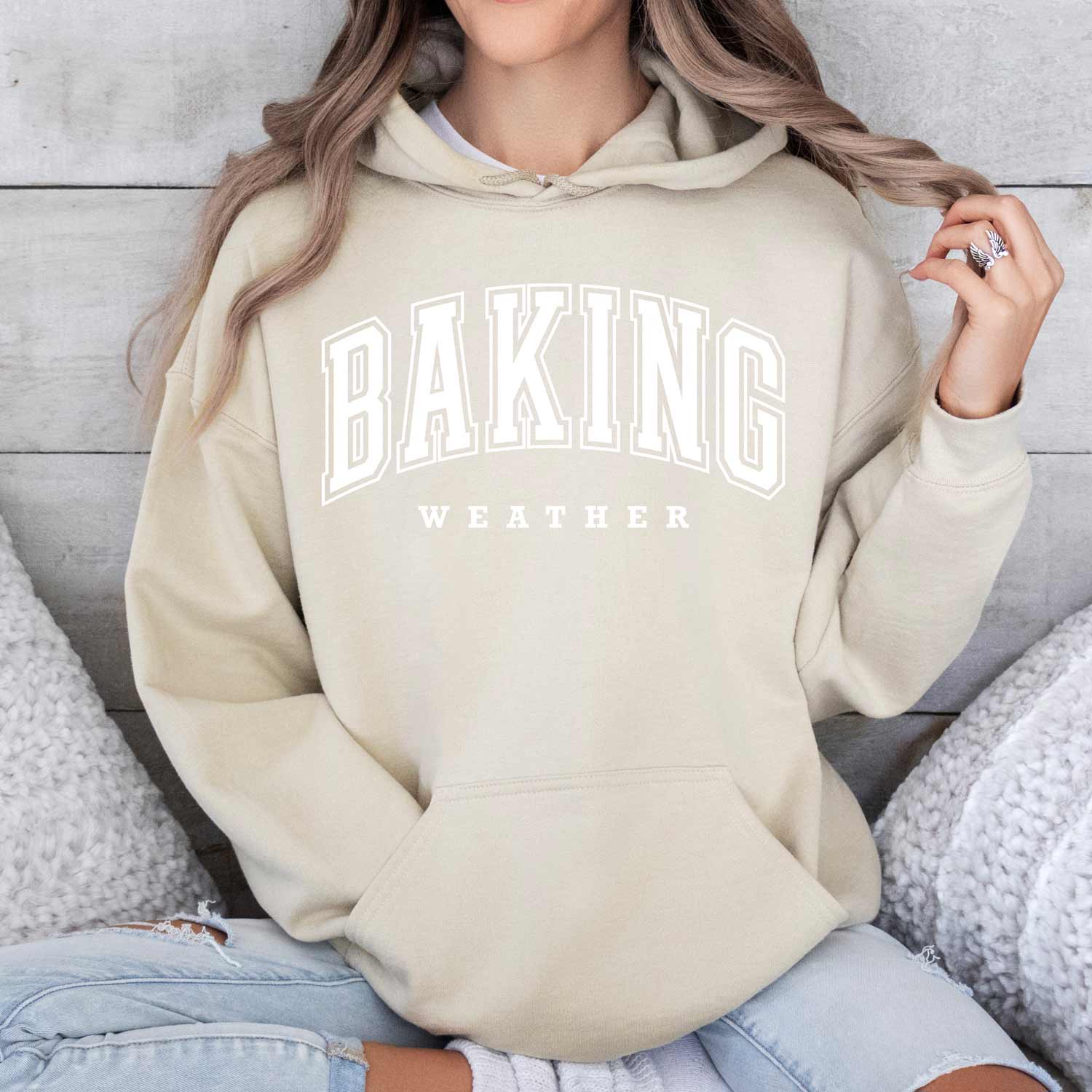 Baking Weather White Ink Unisex Hoodie