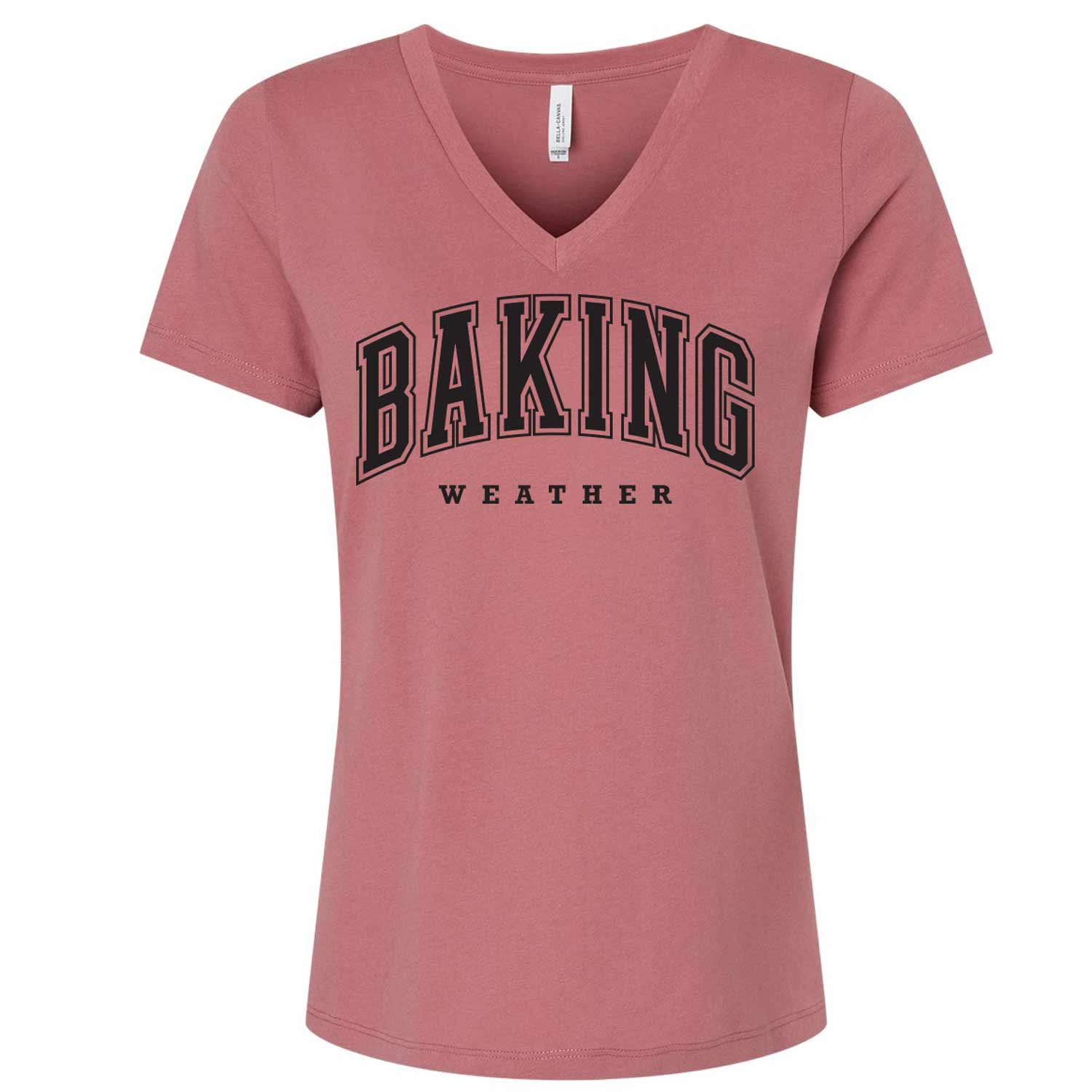 Baking Weather Black Ink Ladies V-Neck T-Shirt