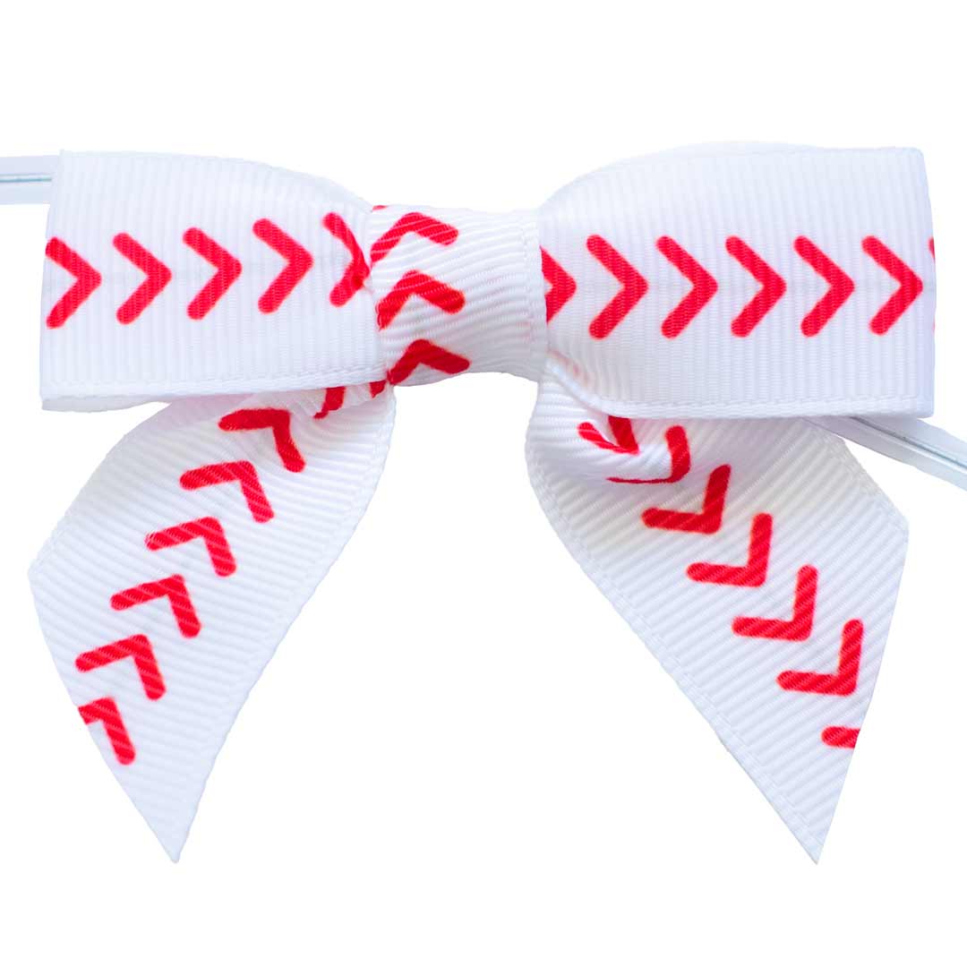 baseball grosgrain pre-tied bow with twist tie
