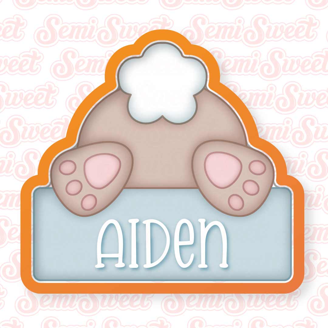 bunny butt name plaque cookie cutter