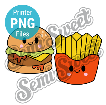 Burger and Fries Set PNG Images | Semi Sweet Designs