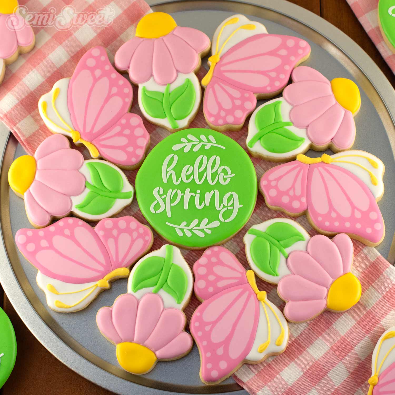 butterfly and flower cookie platter
