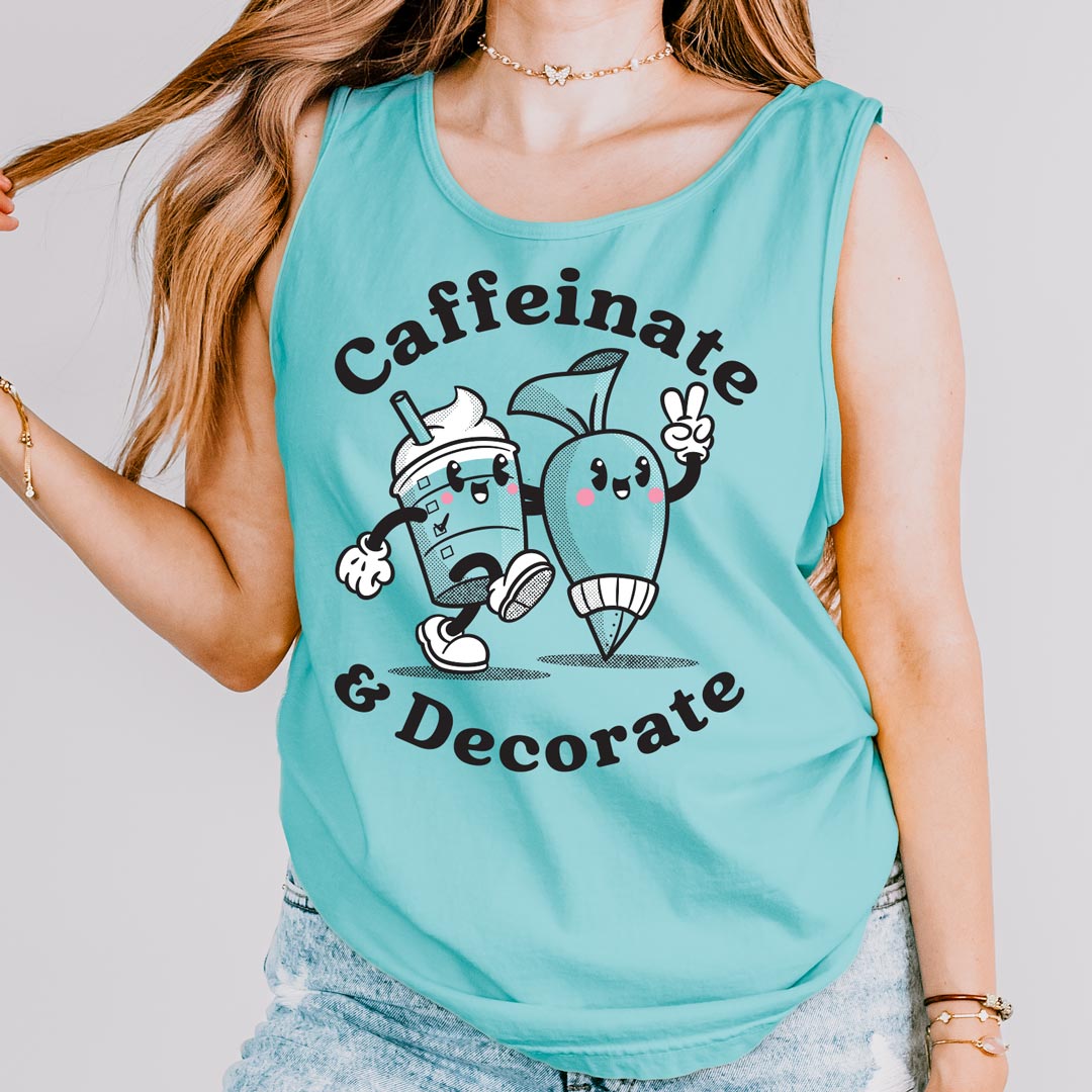 Caffeinate & Decorate Unisex Tank Top