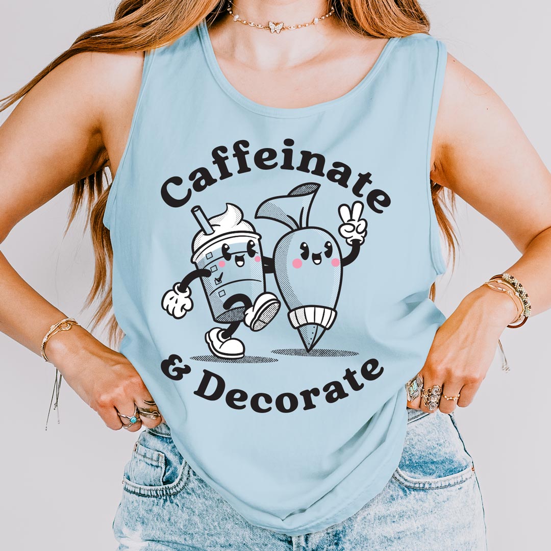 Caffeinate & Decorate Unisex Tank Top