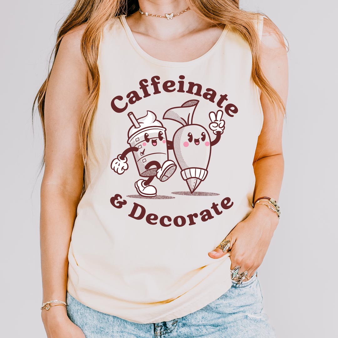 Caffeinate & Decorate Unisex Tank Top