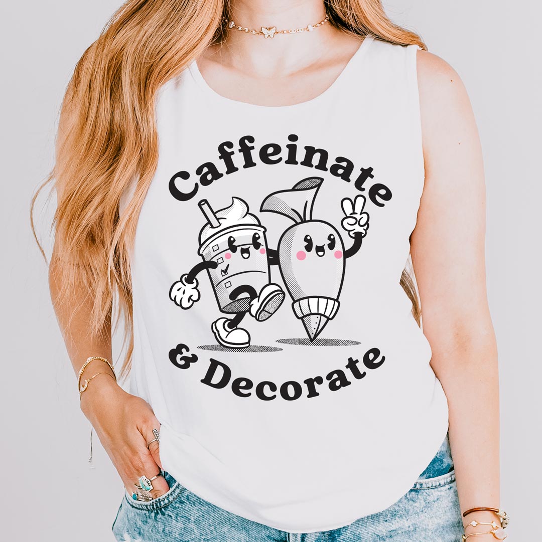 Caffeinate & Decorate Unisex Tank Top