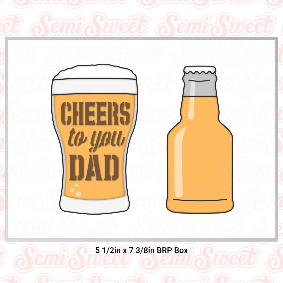 Beer Bottle & Glass Cookie Cutters & Stencil Bundle