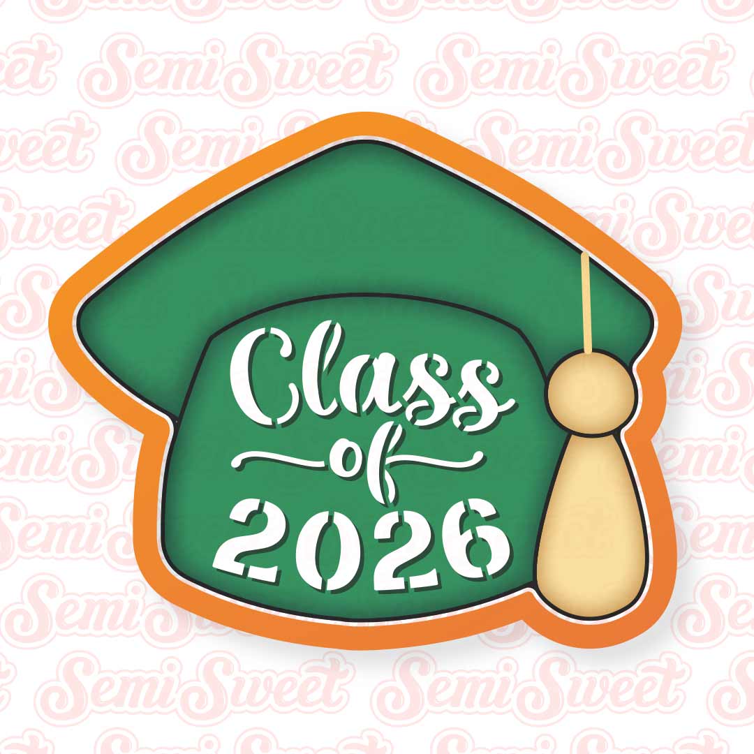 Graduation cap with 'Class of 2026' text made by Semi Sweet Designs