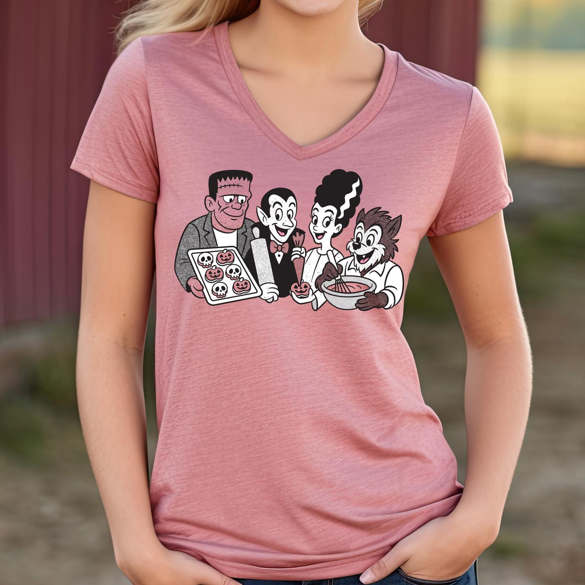 Cookie Monsters Ladies V-Neck T-Shirt