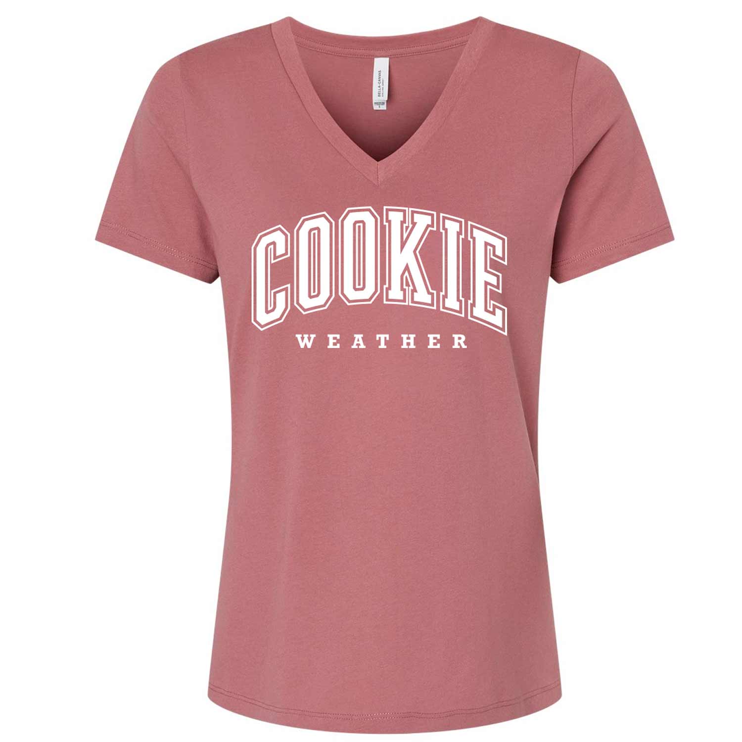 Cookie Weather White Ink Ladies V-Neck T-Shirt