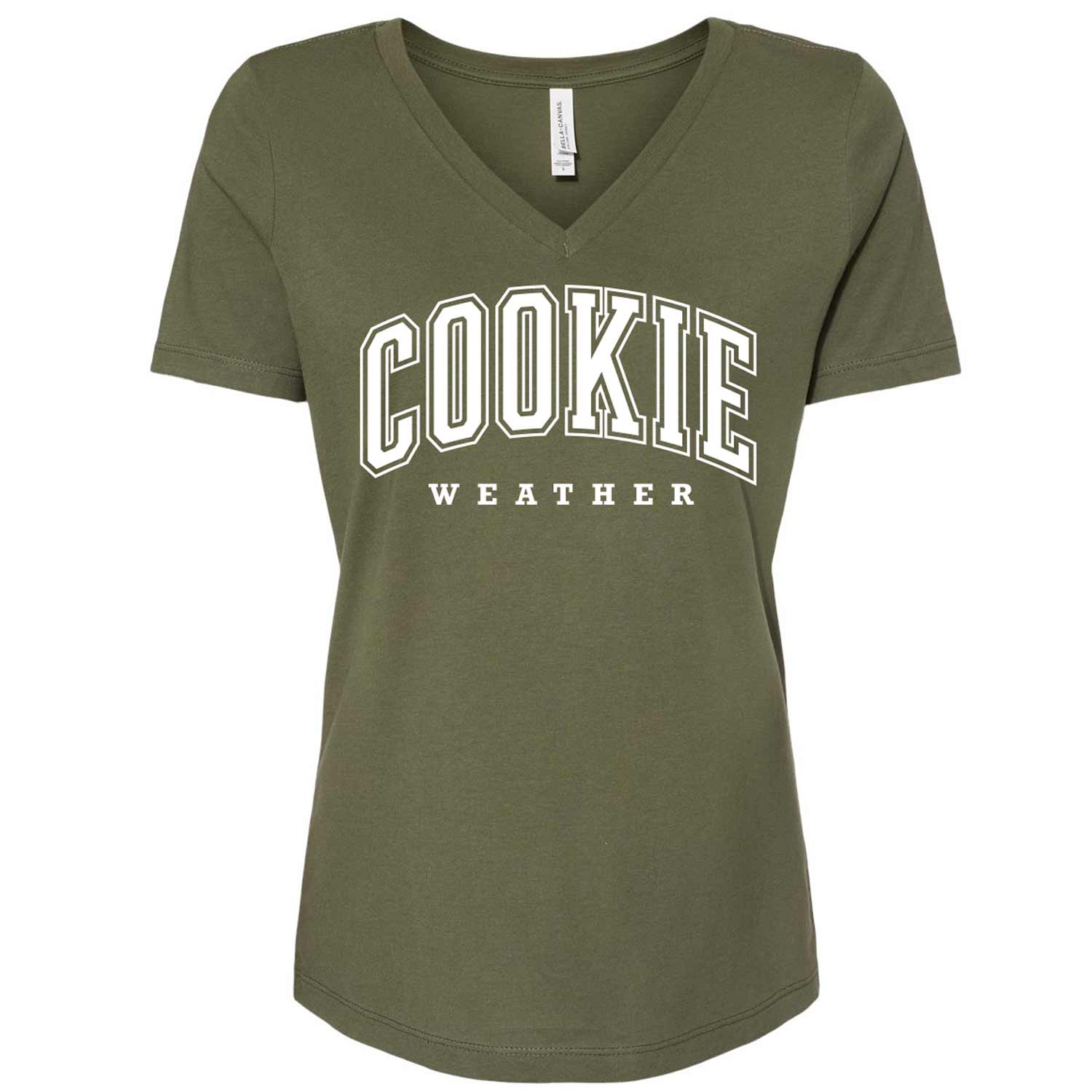 Cookie Weather White Ink Ladies V-Neck T-Shirt