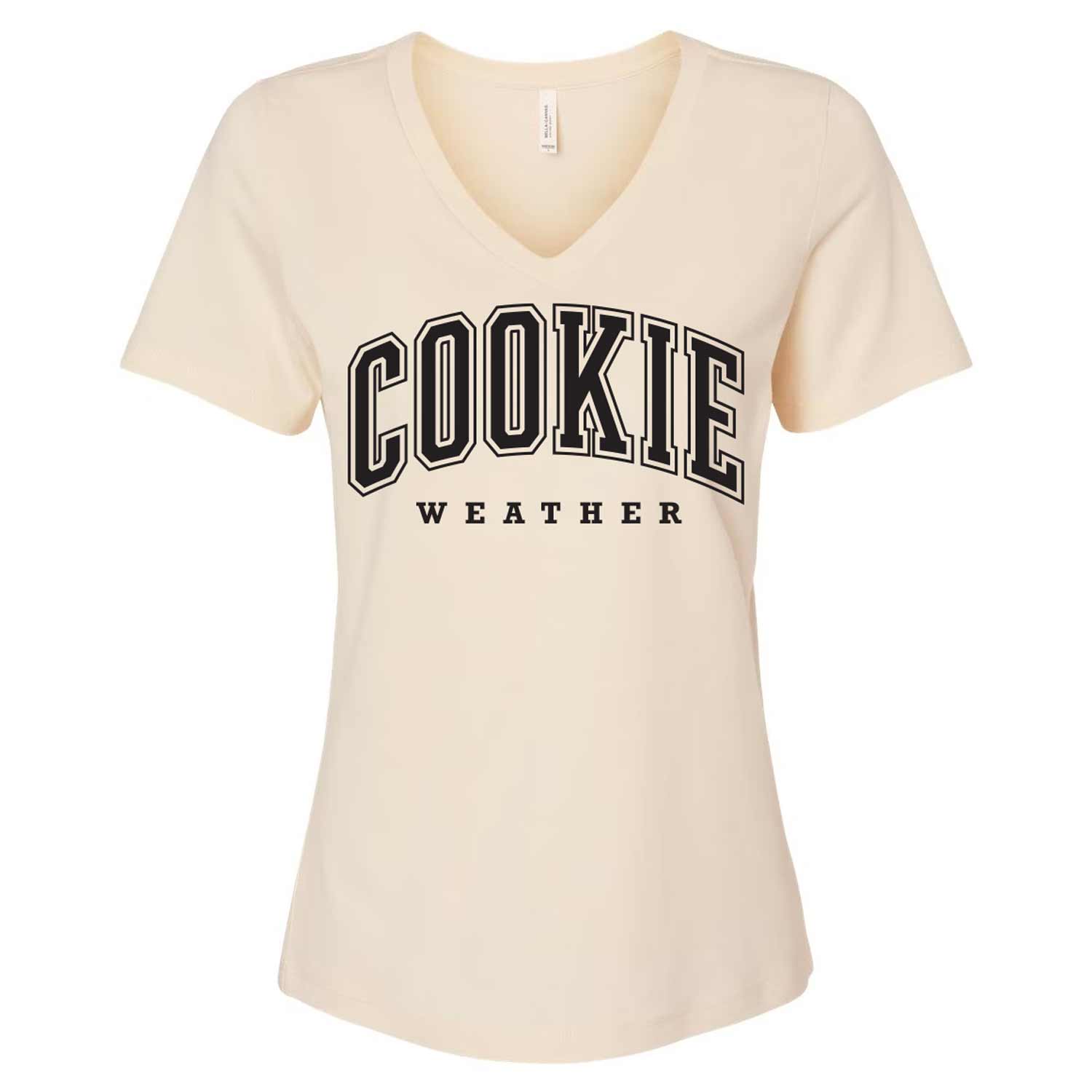 Cookie Weather Black Ink Ladies V-Neck T-Shirt